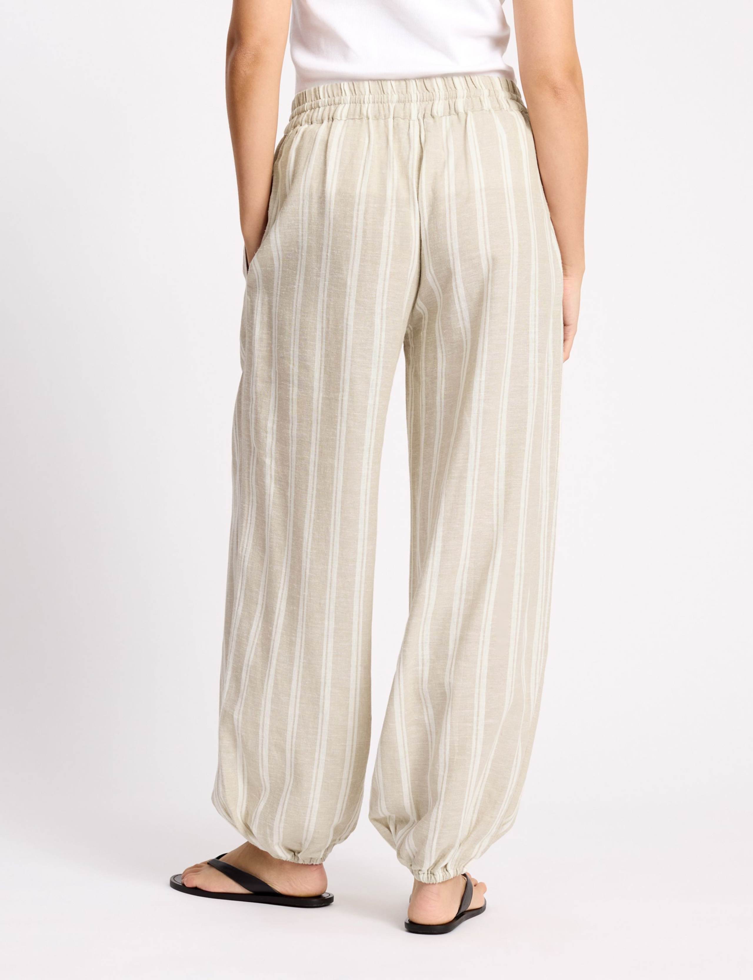 Linen Rich Striped Balloon Trousers 4 of 6