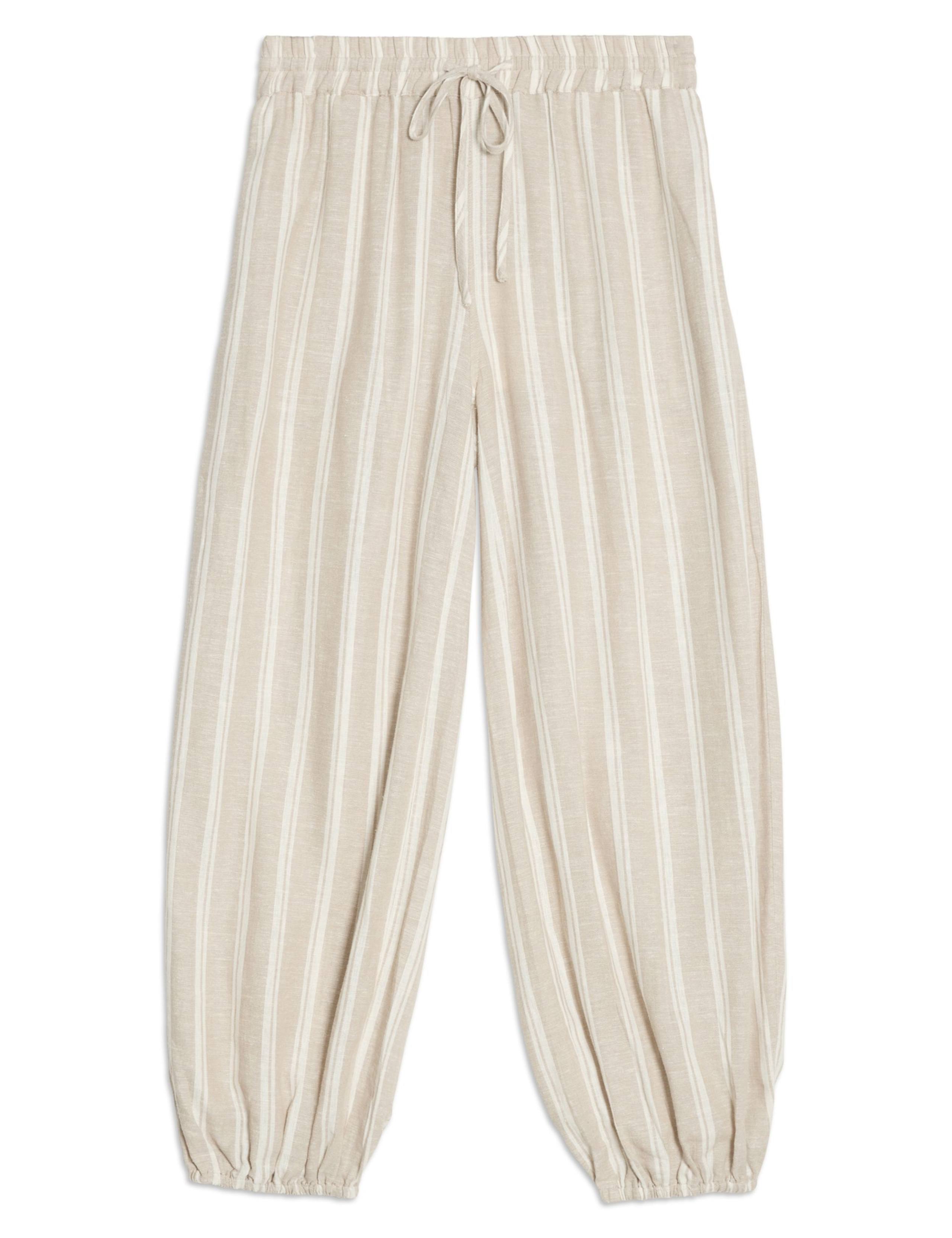 Linen Rich Striped Balloon Trousers 2 of 6
