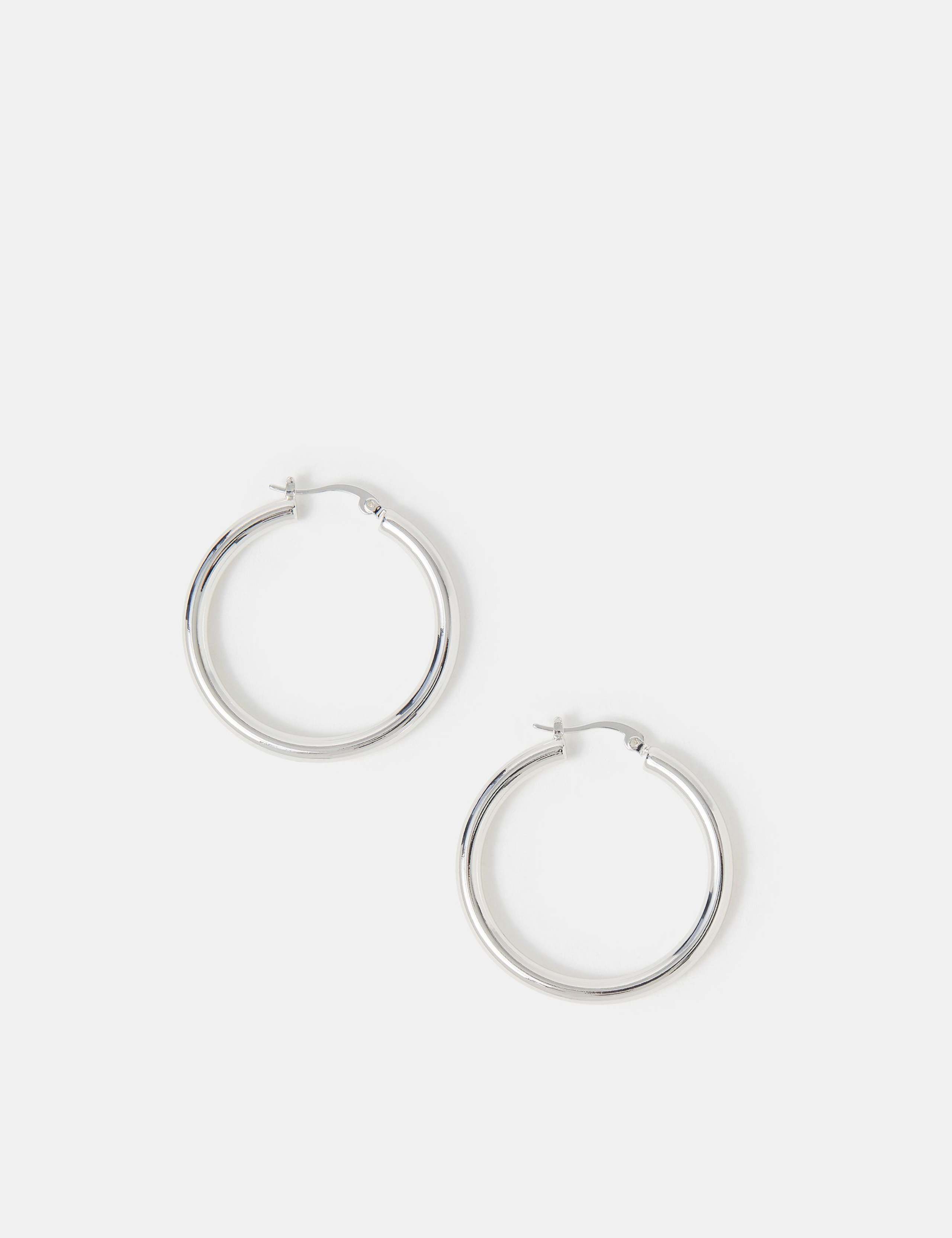 Silver Plated Hoop Earrings 2 of 3