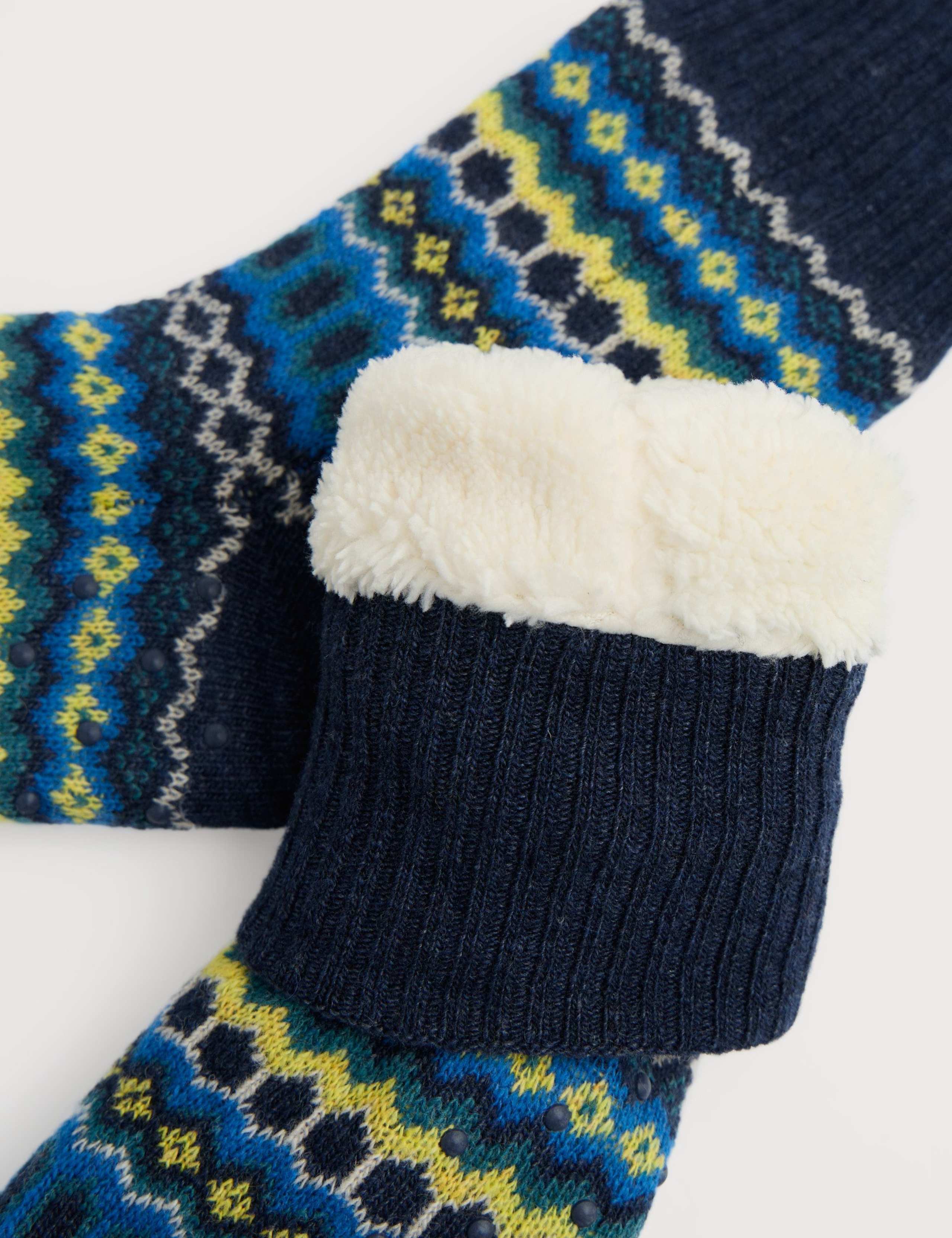 Wool Rich Fair Isle Fleece Lined Slipper Socks 2 of 2