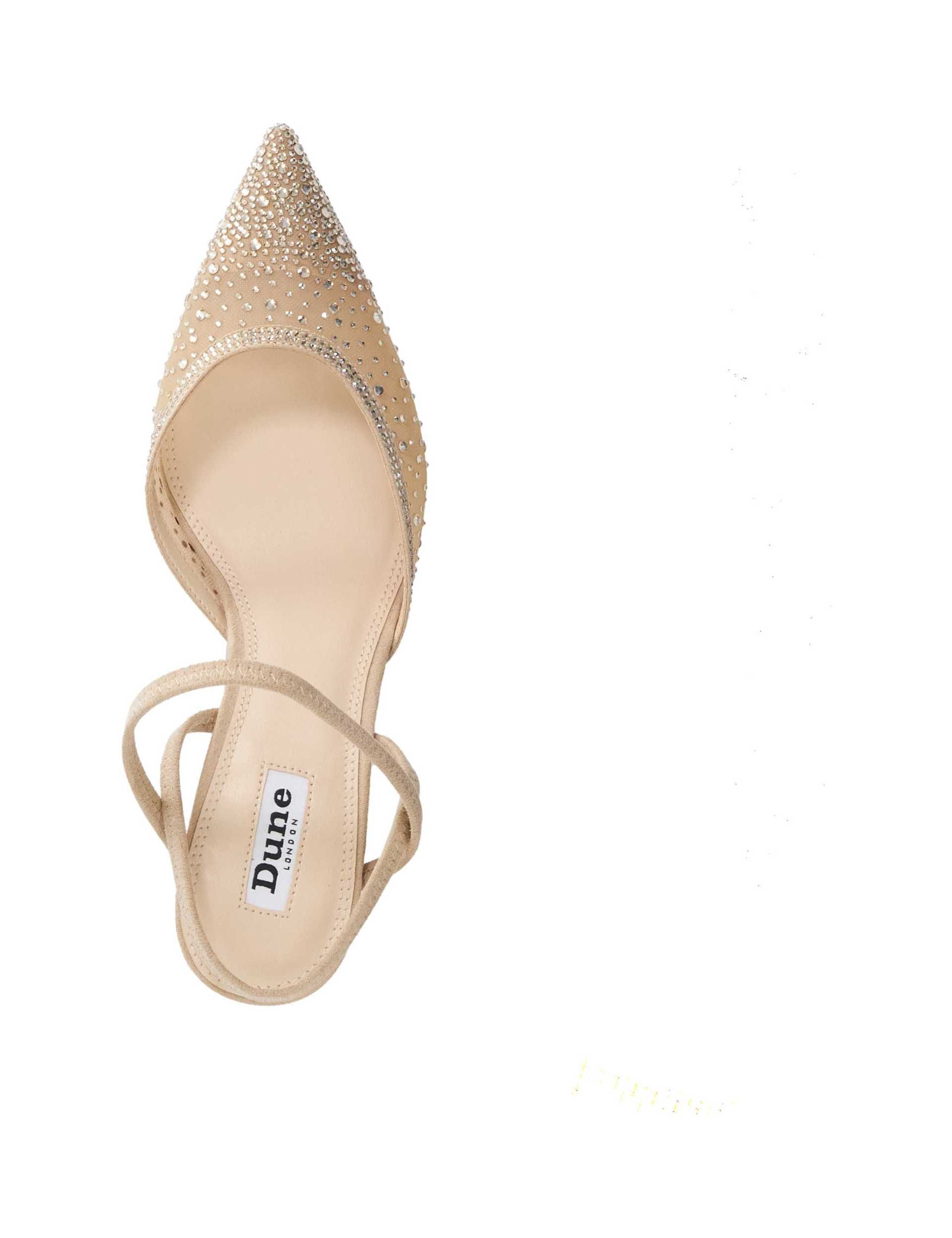 Mesh DiamantÃ© Ankle Strap Pointed Kitten Heels 3 of 6