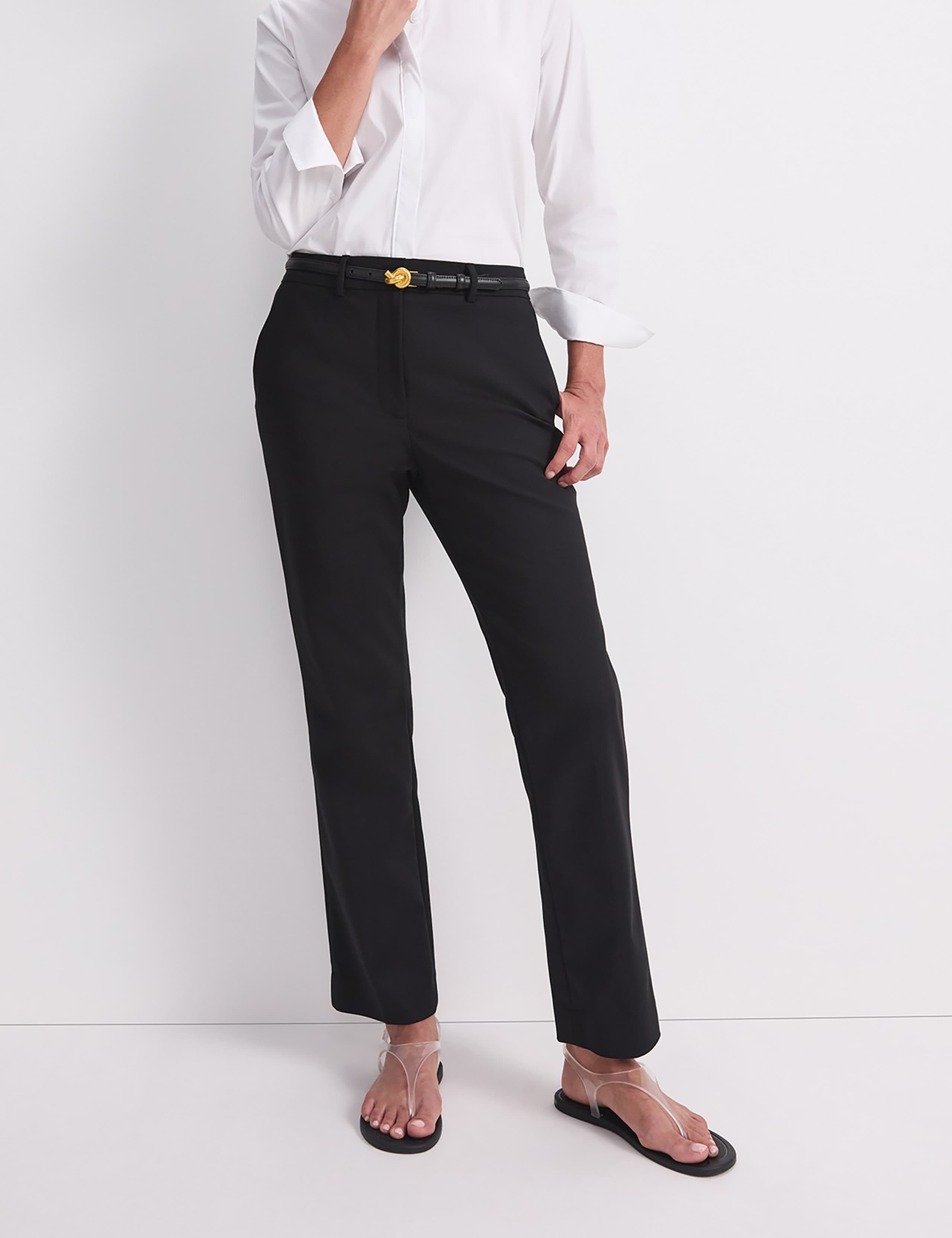 Cotton Rich Tailored Straight Leg Trousers 1 of 7