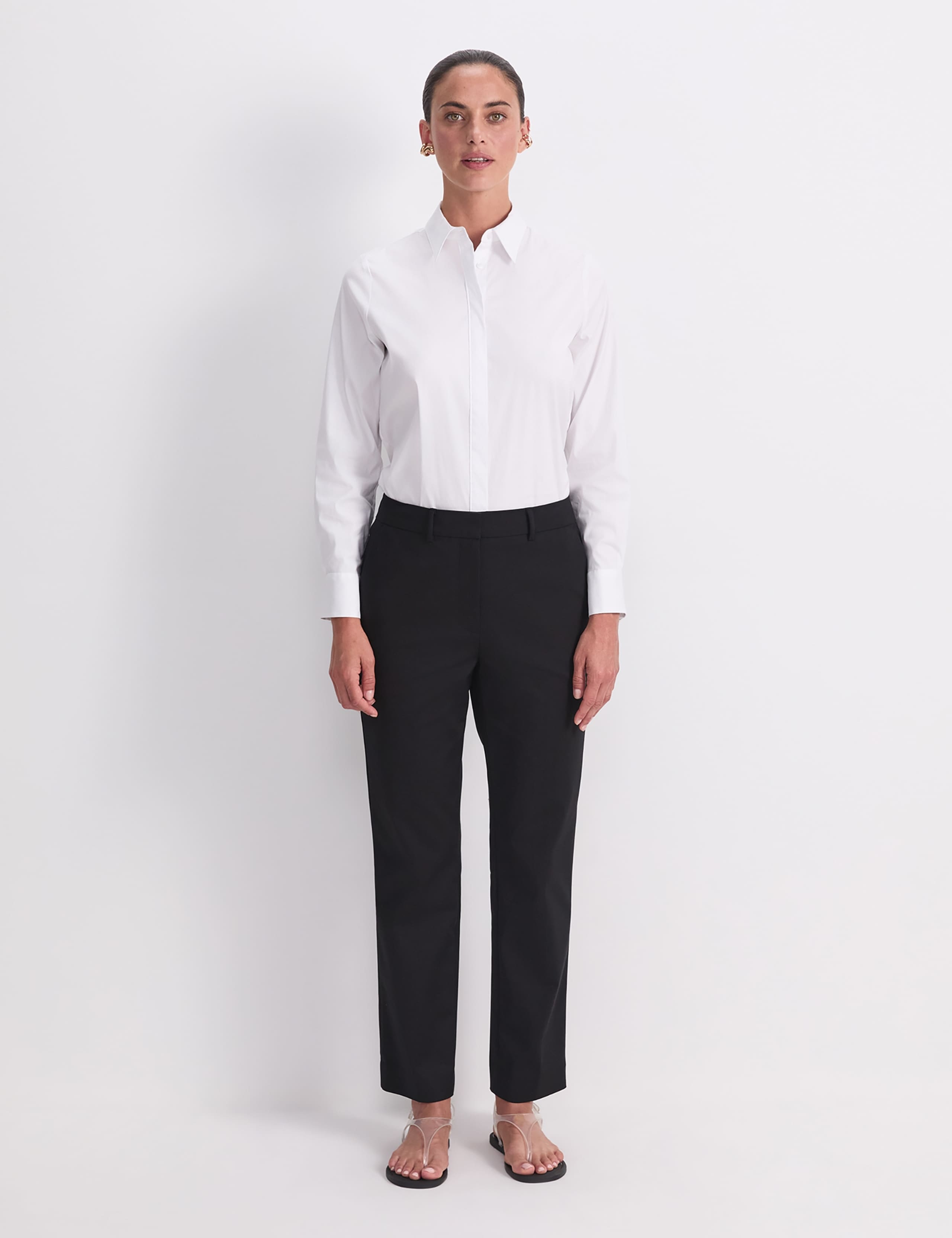Cotton Rich Tailored Straight Leg Trousers 3 of 7