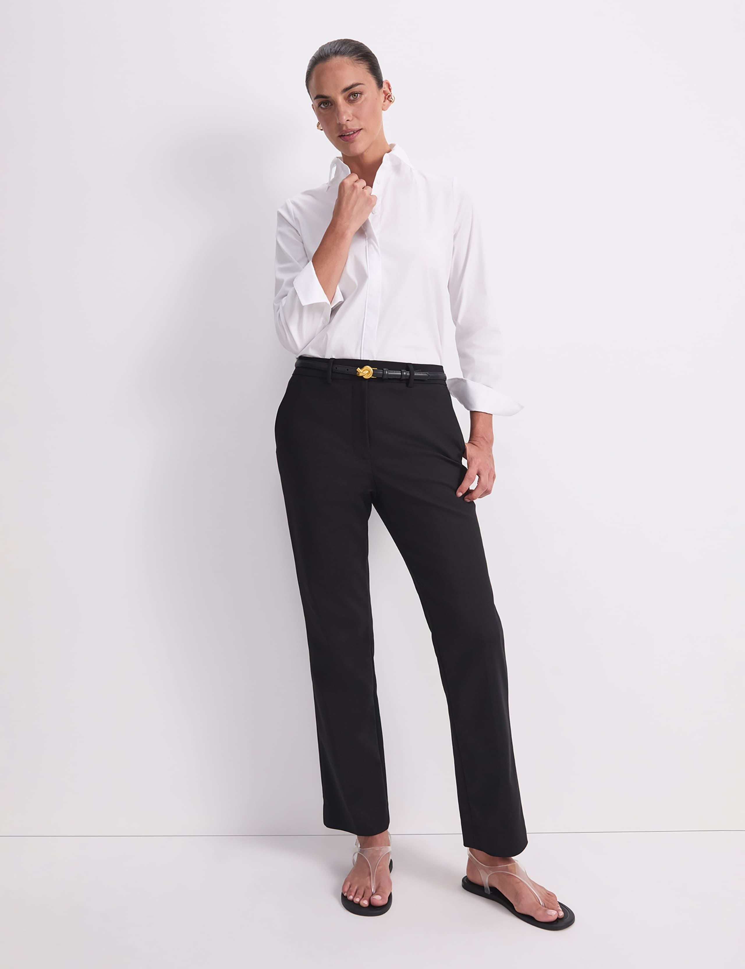 Cotton Rich Tailored Straight Leg Trousers 4 of 7