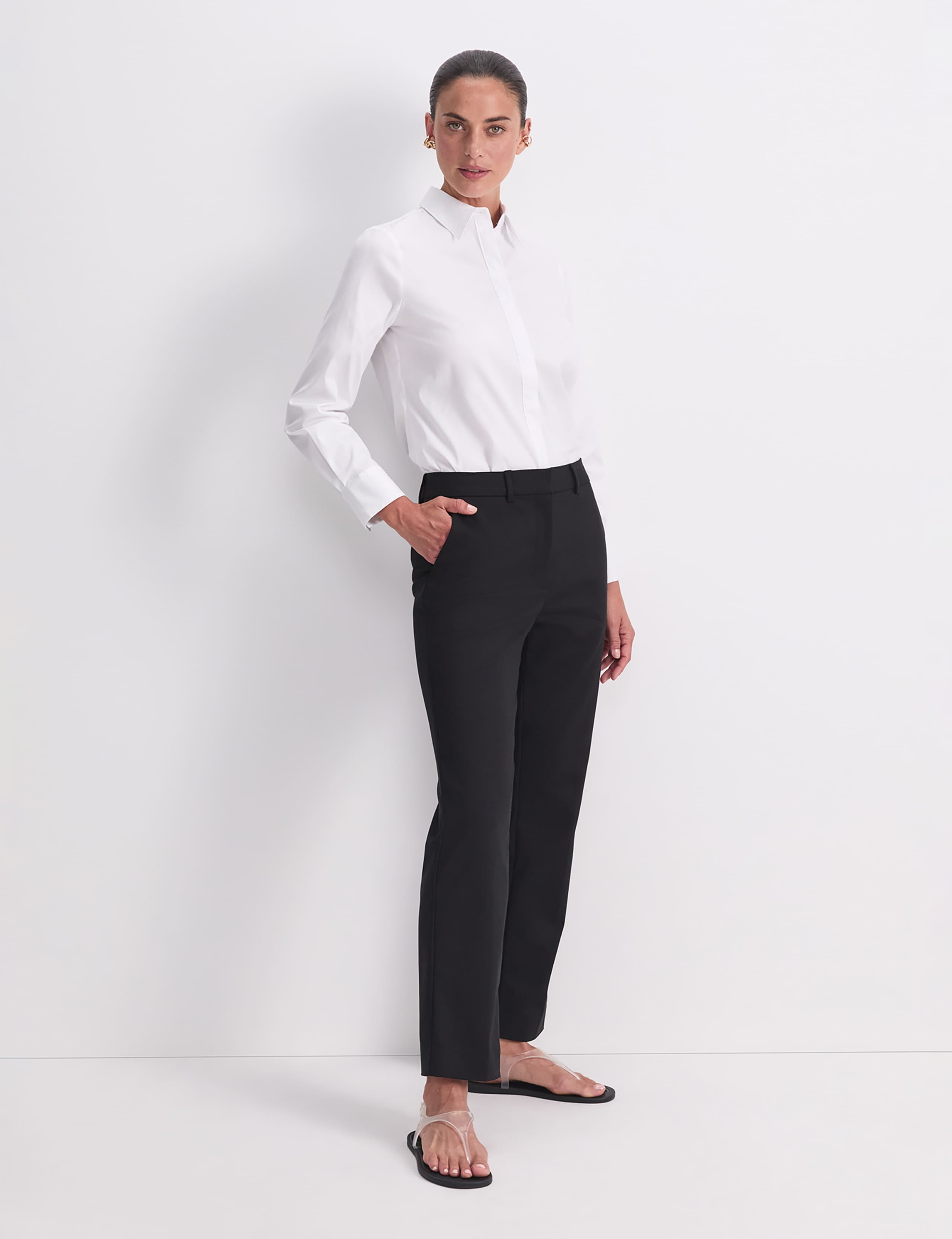 Cotton Rich Tailored Straight Leg Trousers 5 of 7
