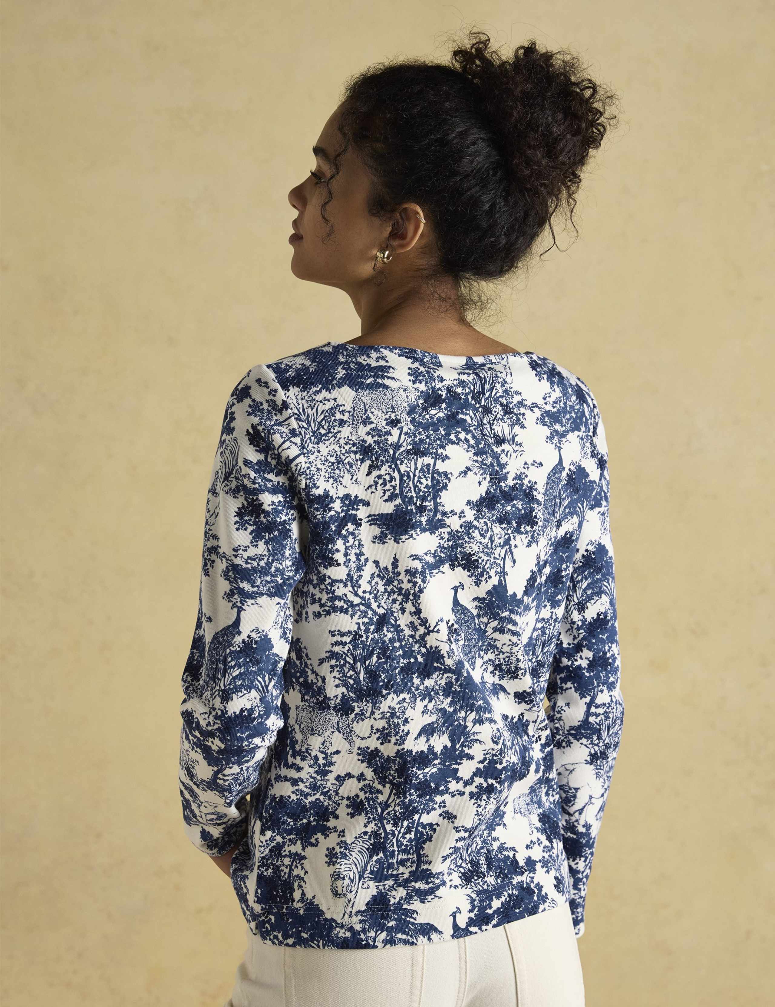 Pure Cotton Printed Slash Neck Top 3 of 6