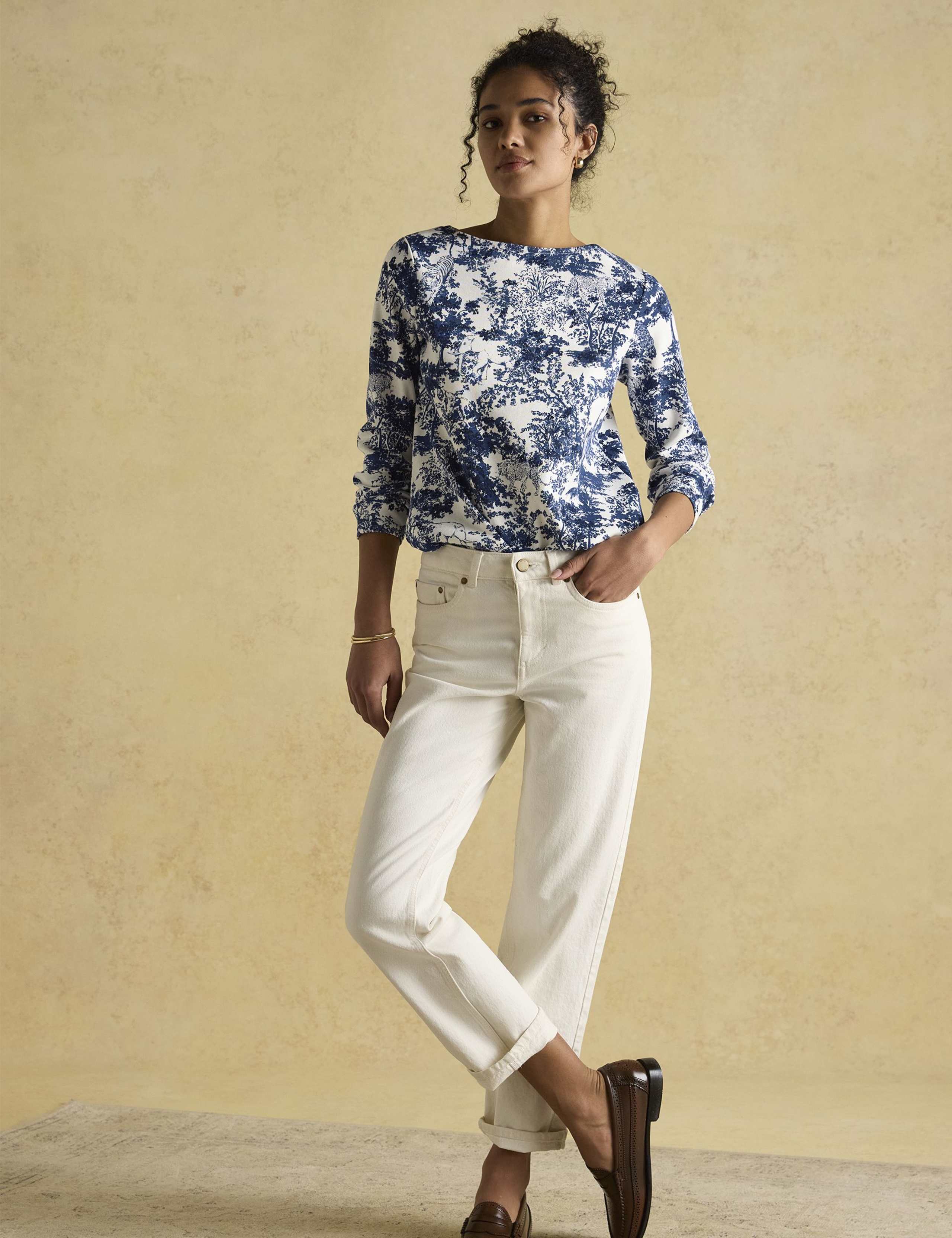 Pure Cotton Printed Slash Neck Top 4 of 6