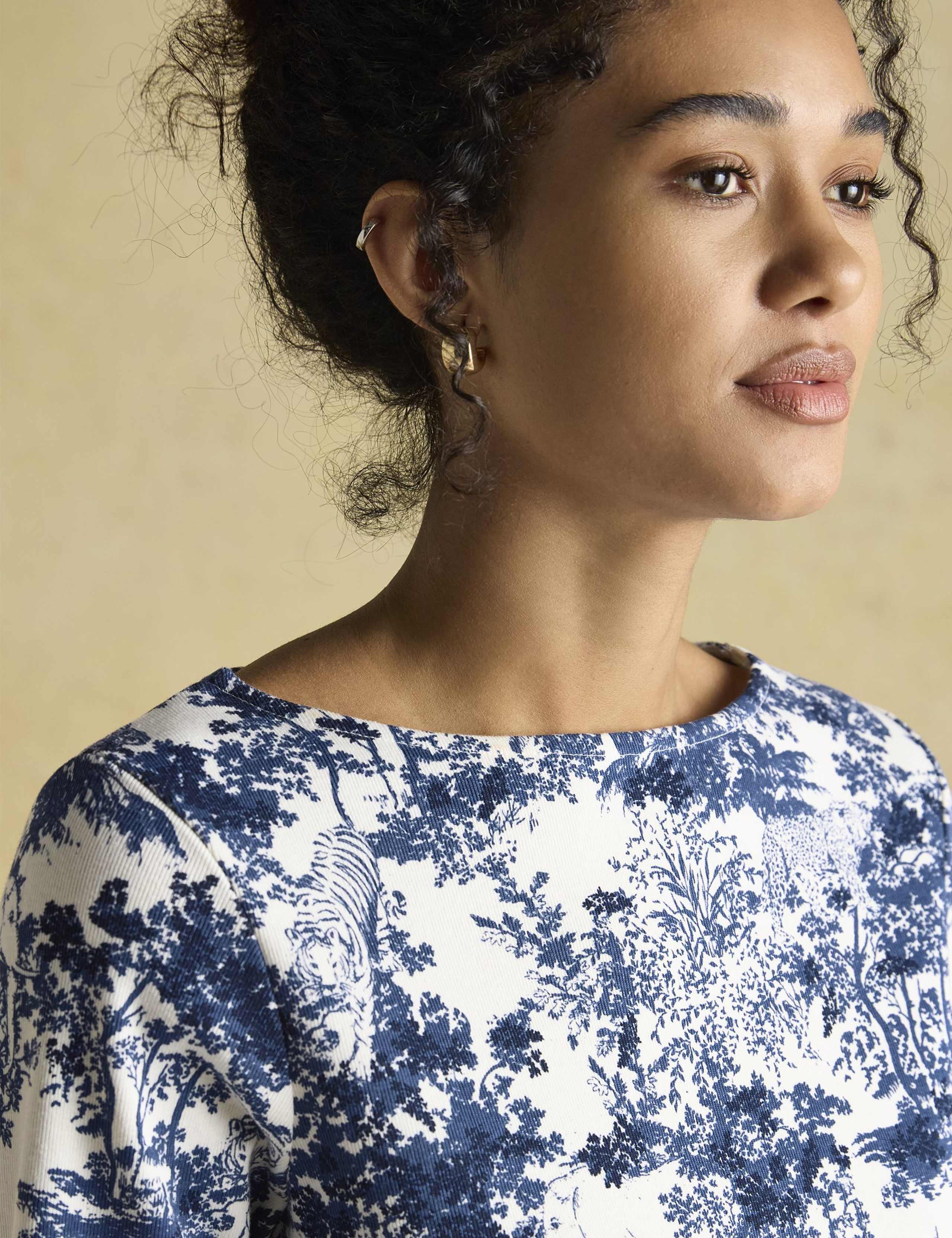 Pure Cotton Printed Slash Neck Top 5 of 6
