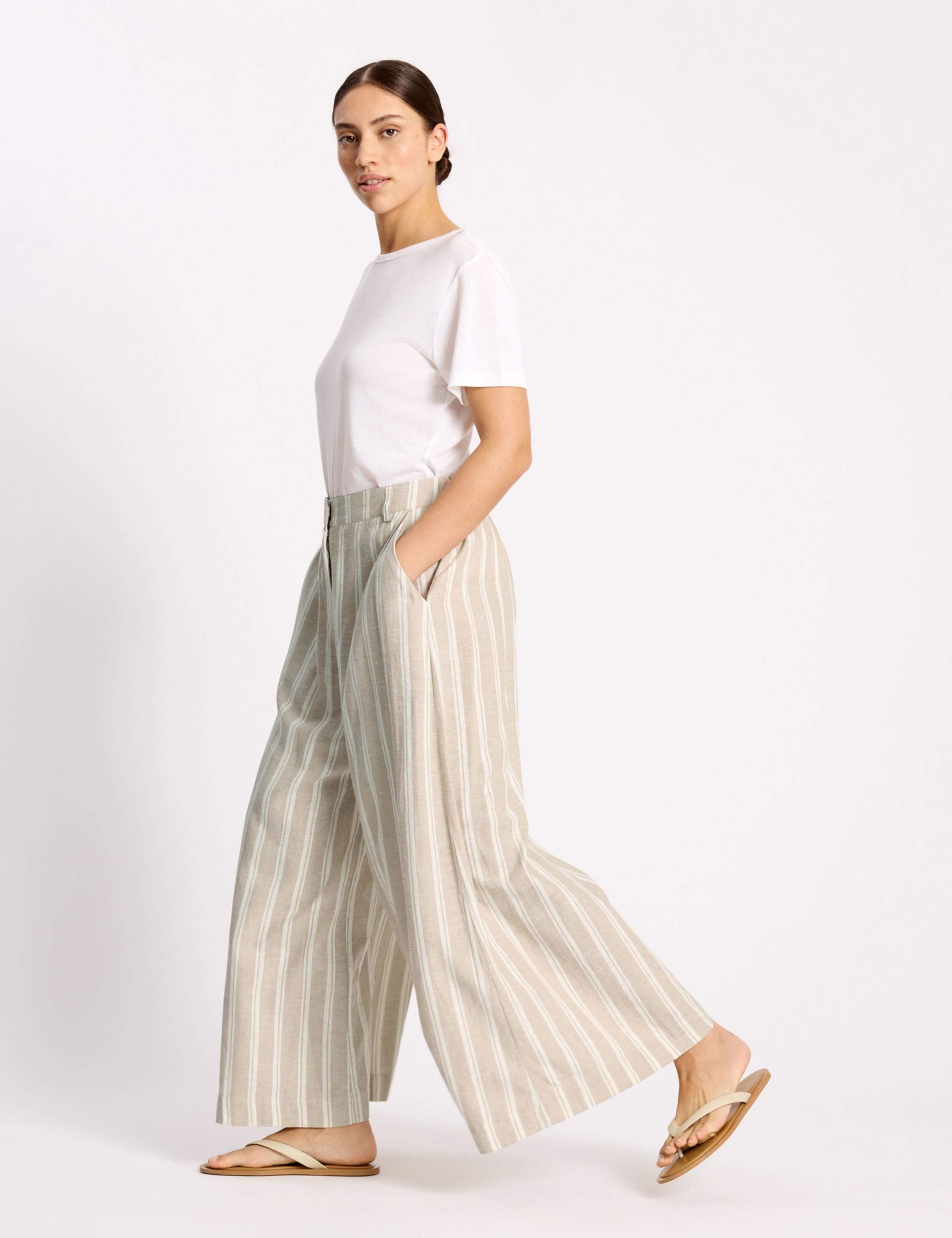 Linen Rich Striped Culottes 3 of 5