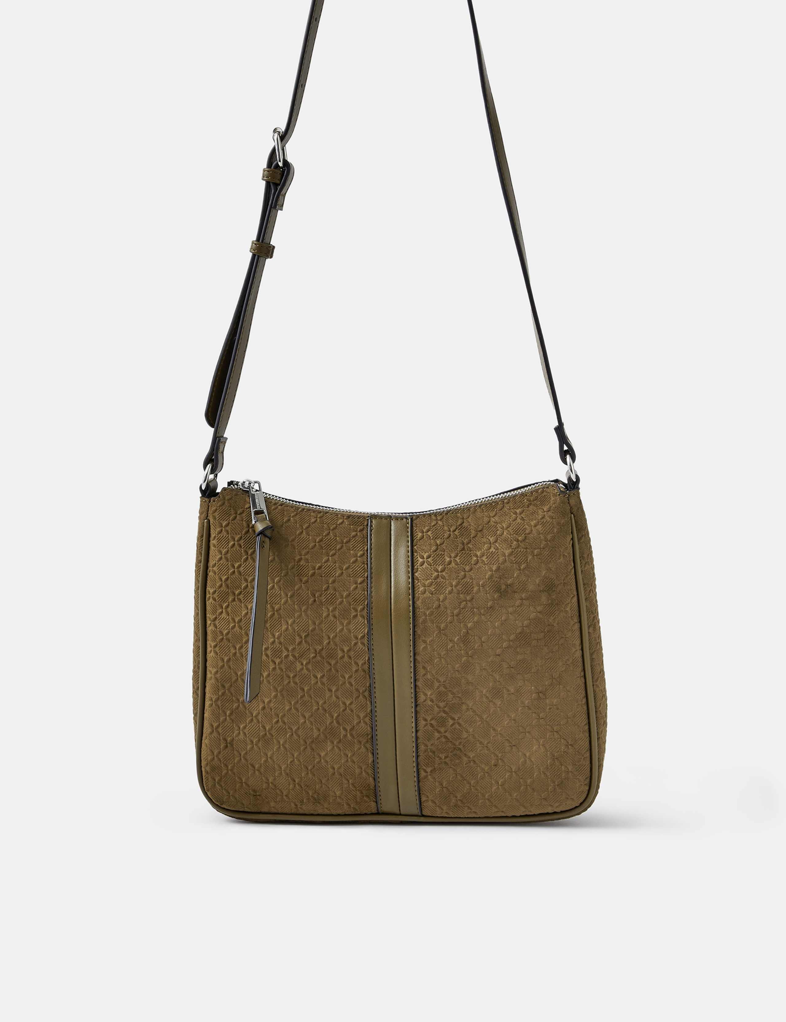 Embossed Faux Suede Crossbody Bag 1 of 4
