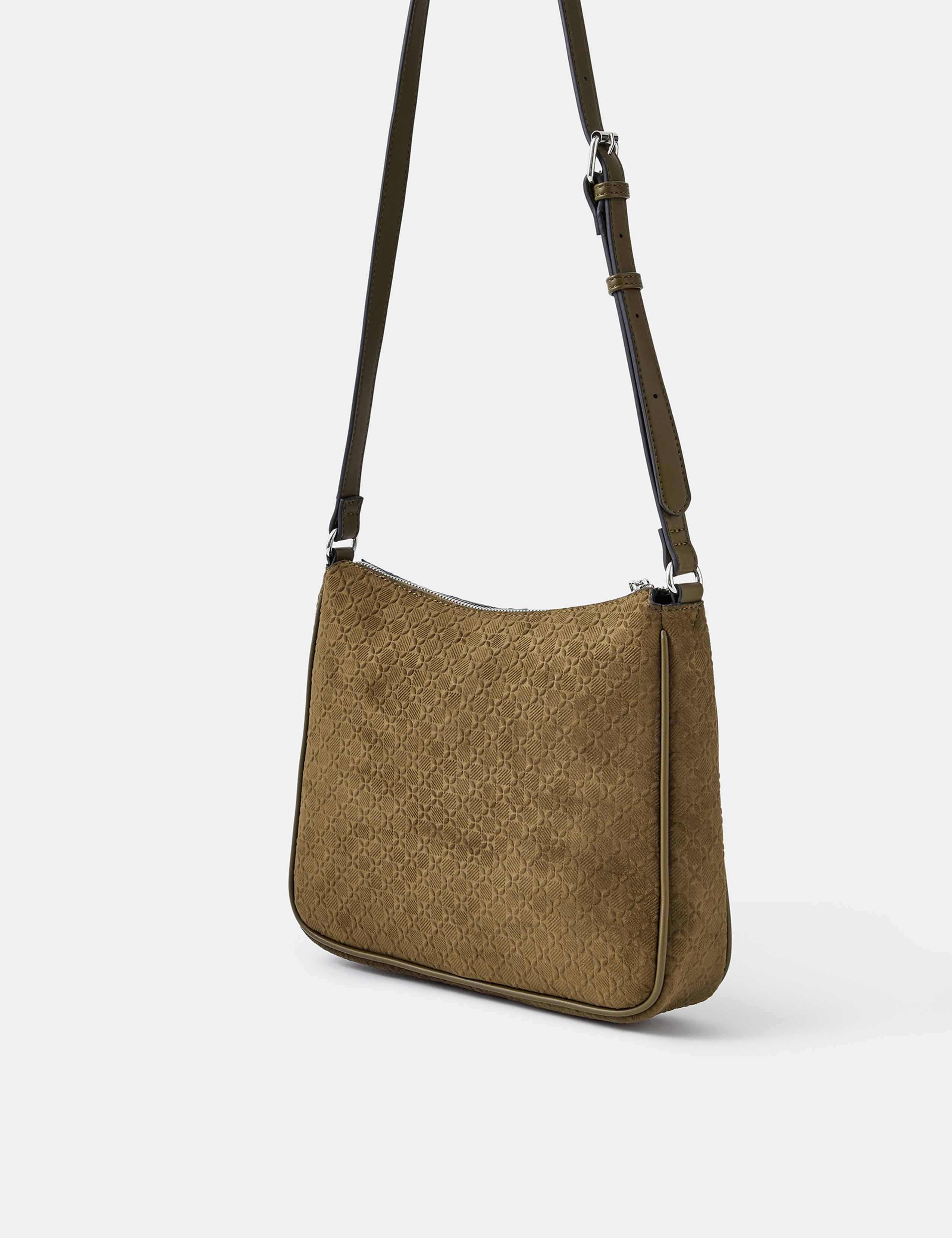 Embossed Faux Suede Crossbody Bag 2 of 4