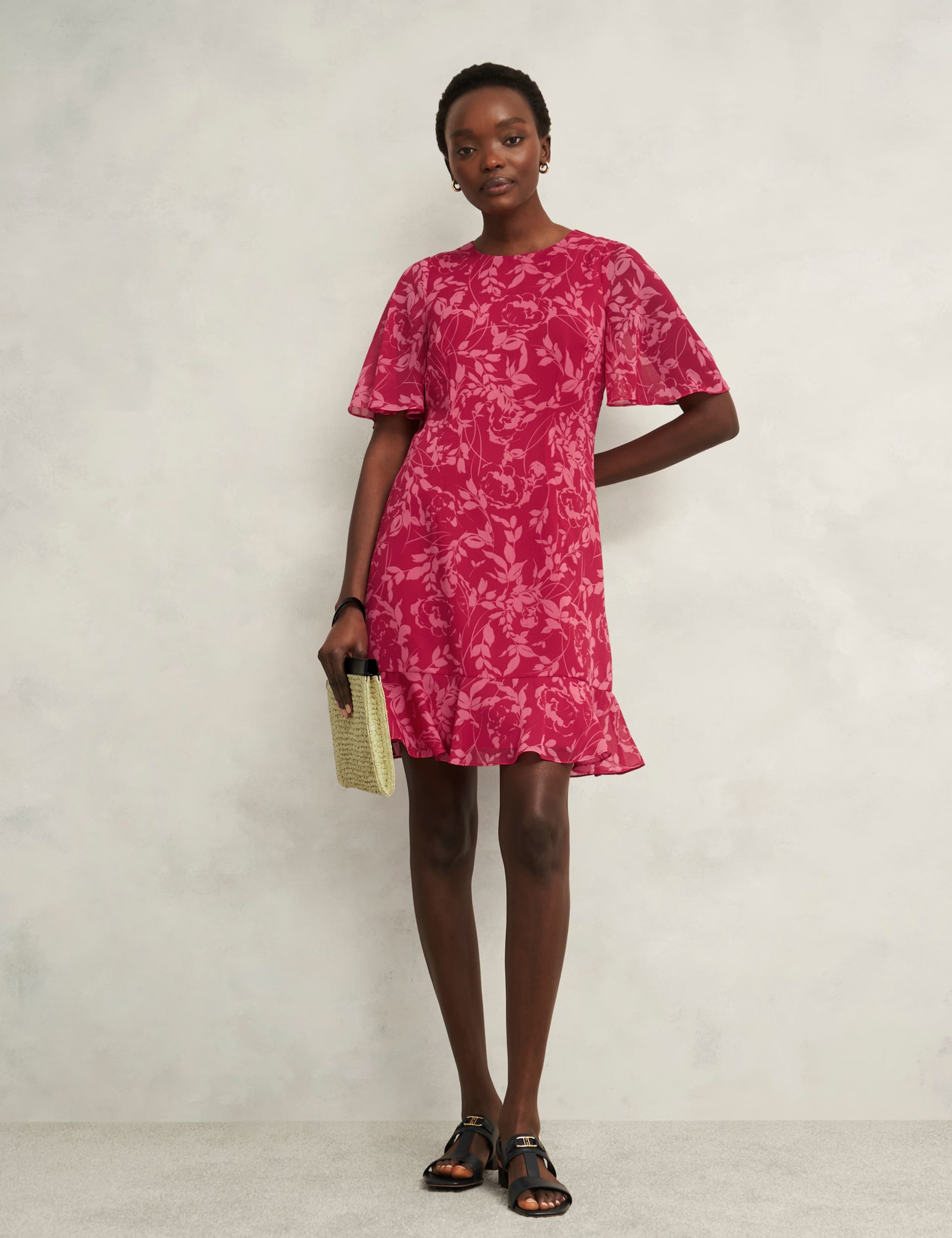 Floral Round Neck Knee Length Skater Dress 2 of 9