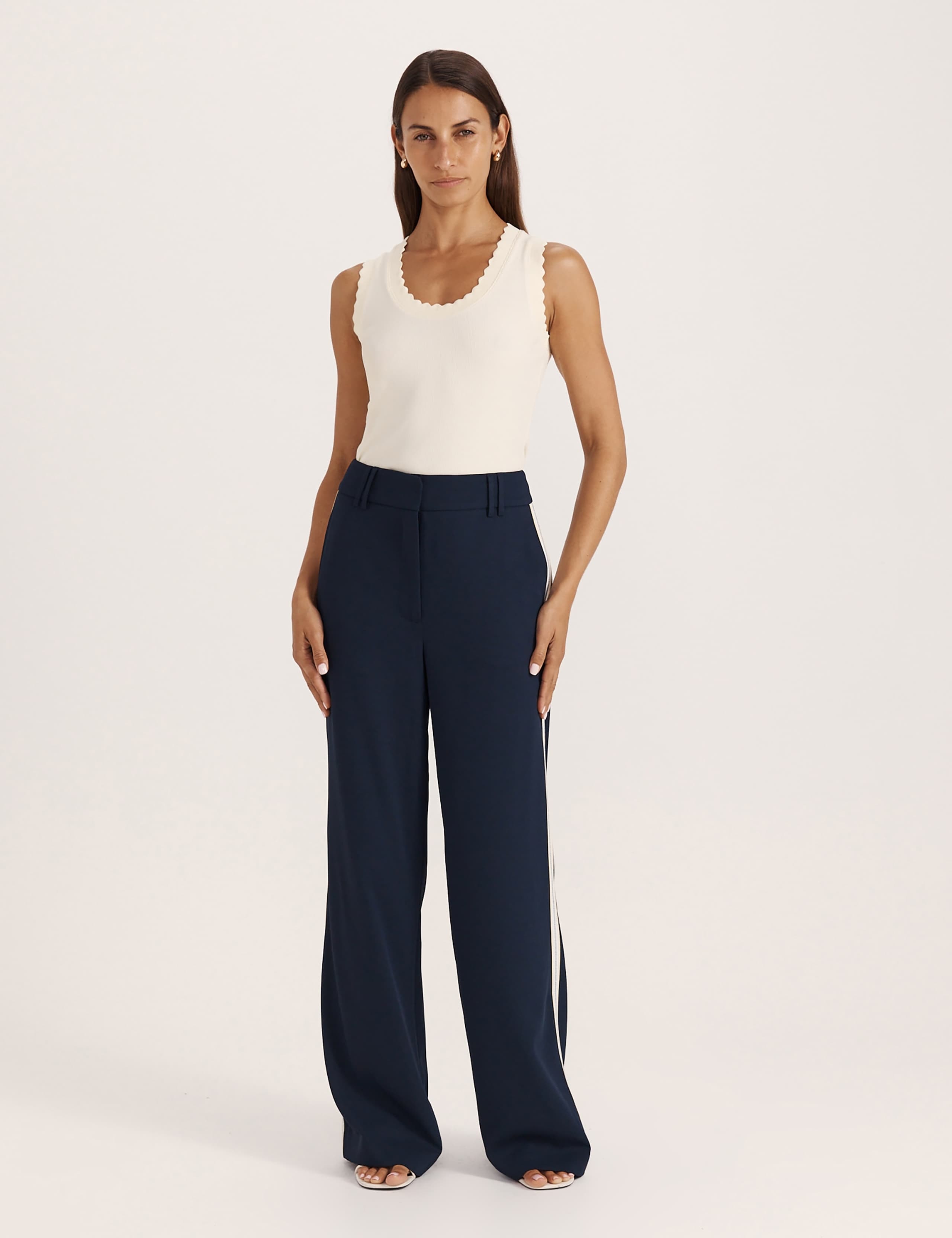 Cotton Blend Scoop Neck Ribbed Tank Top 2 of 6