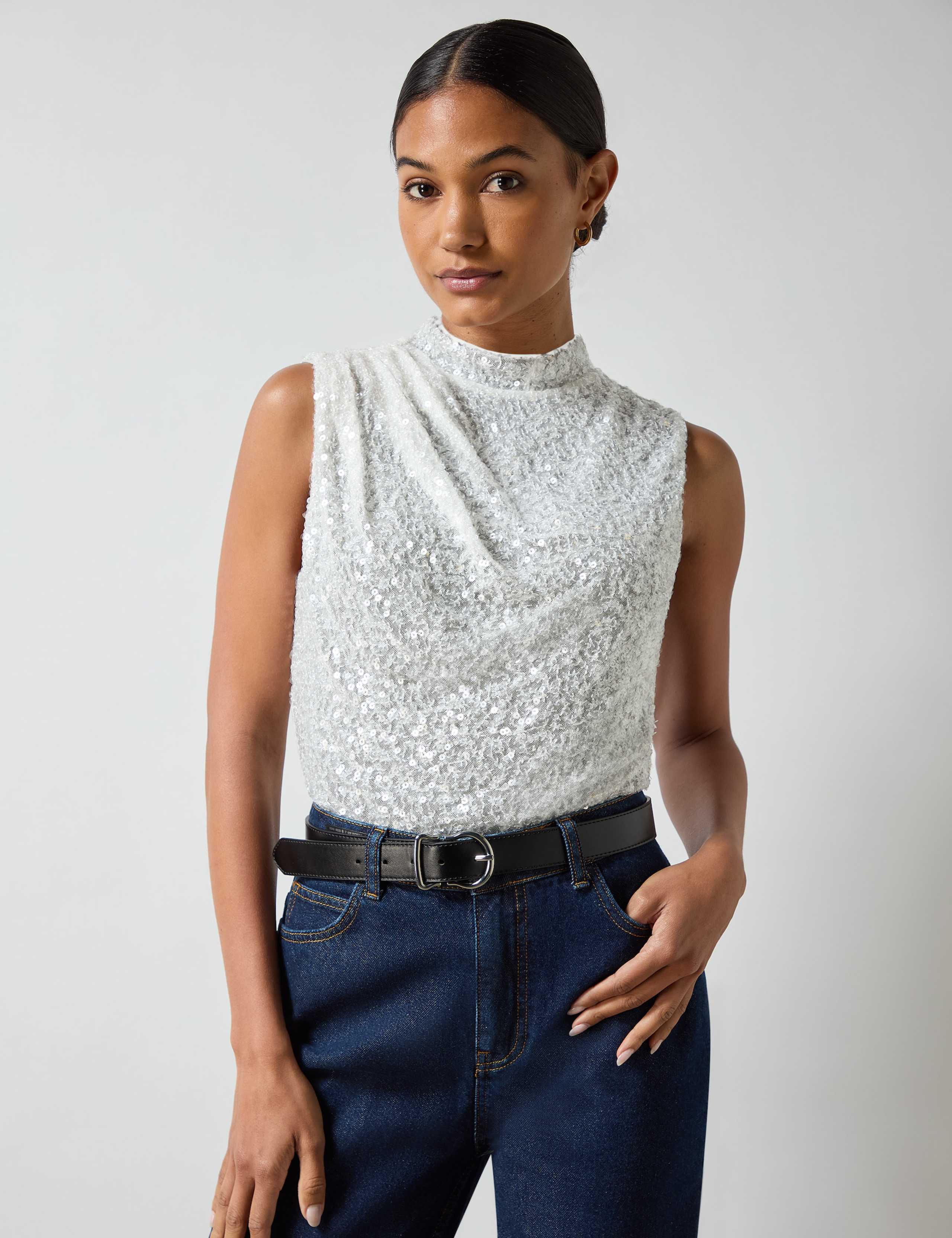 Sequin High Neck Top 1 of 4