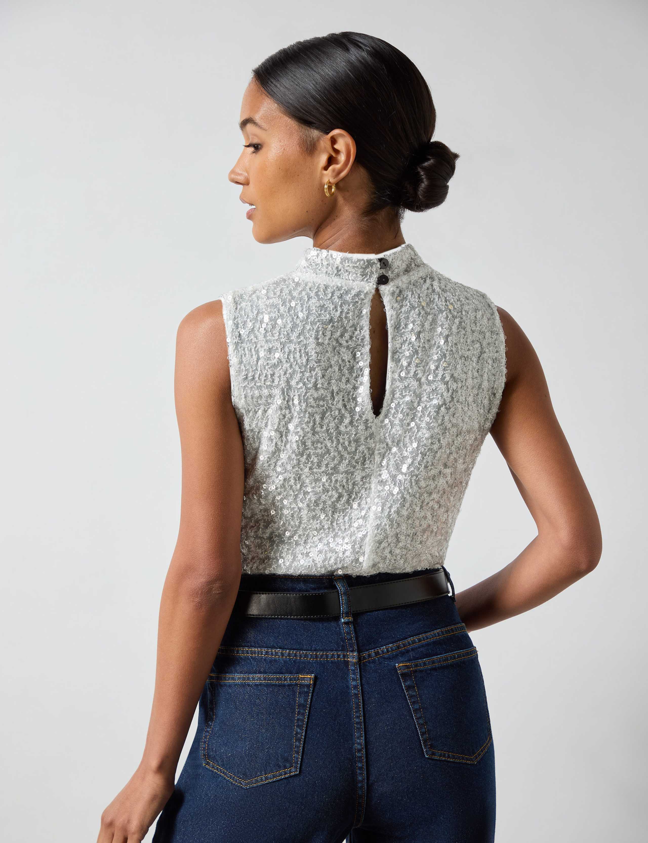 Sequin High Neck Top 3 of 4