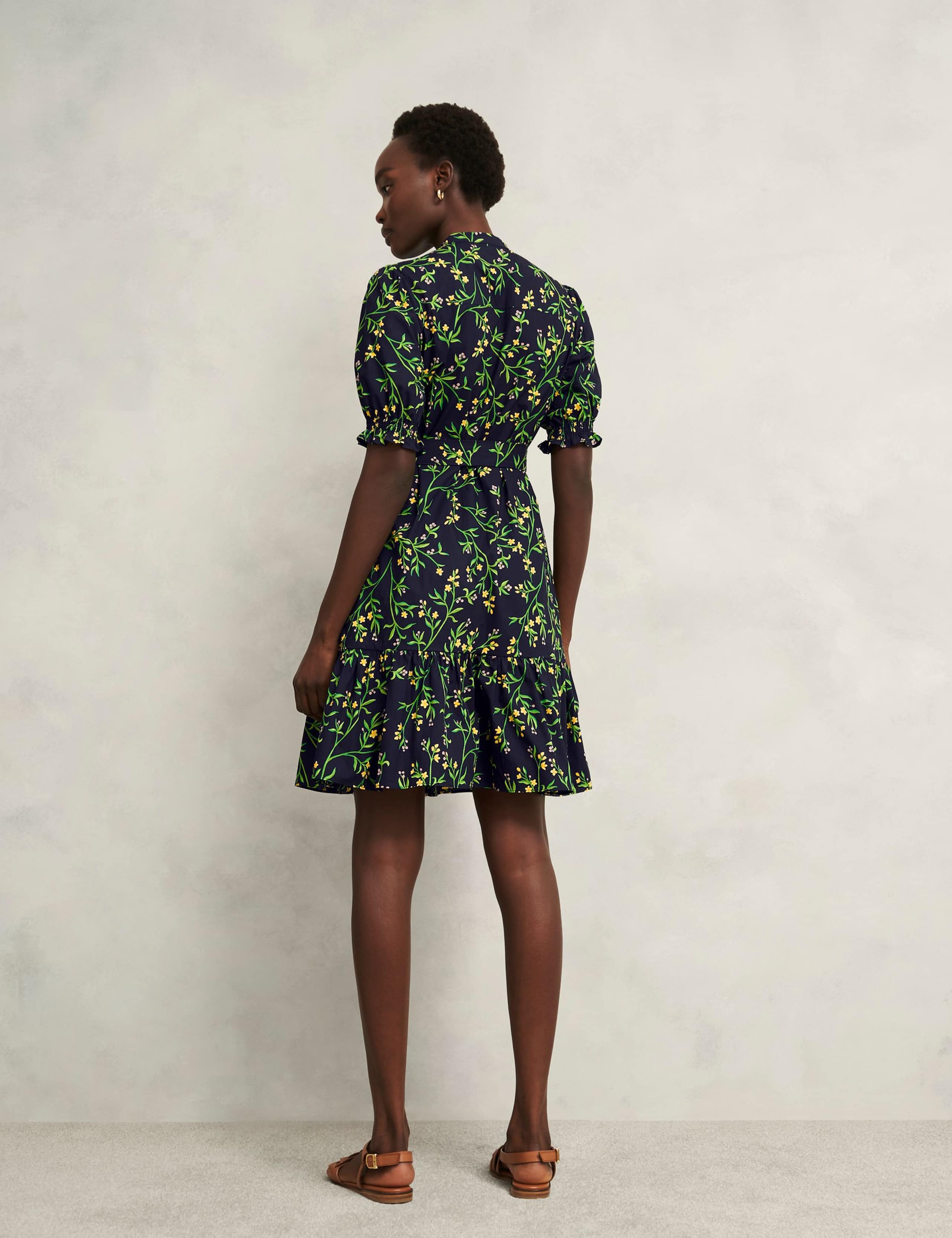 Pure Cotton Floral V-Neck Skater Dress 4 of 7