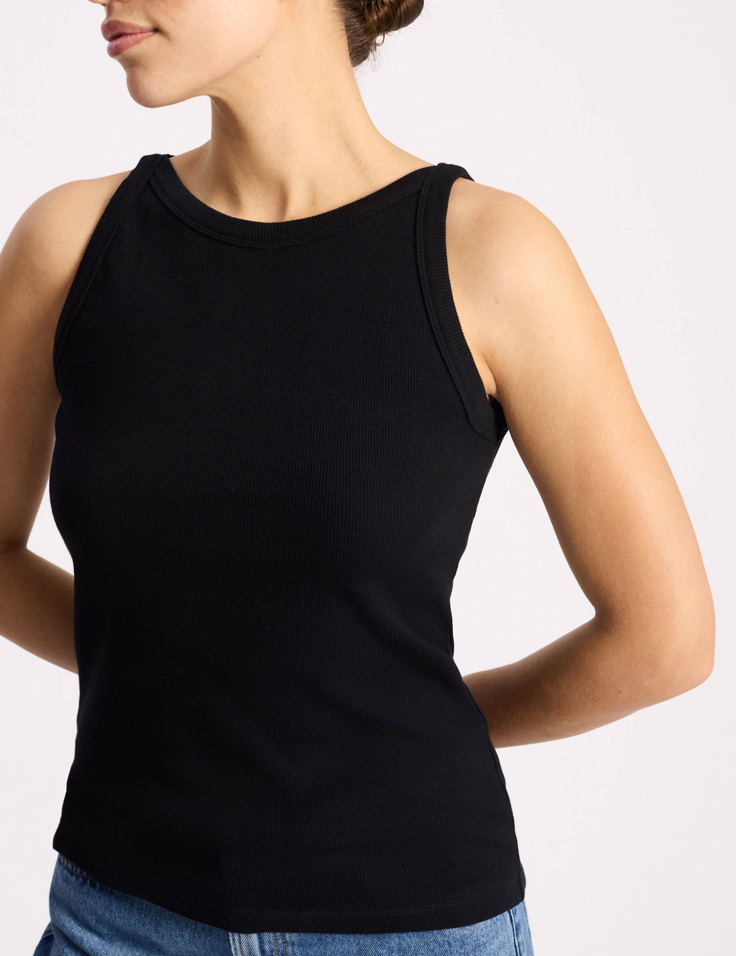 Cotton Rich Ribbed High Neck Vest 4 of 4