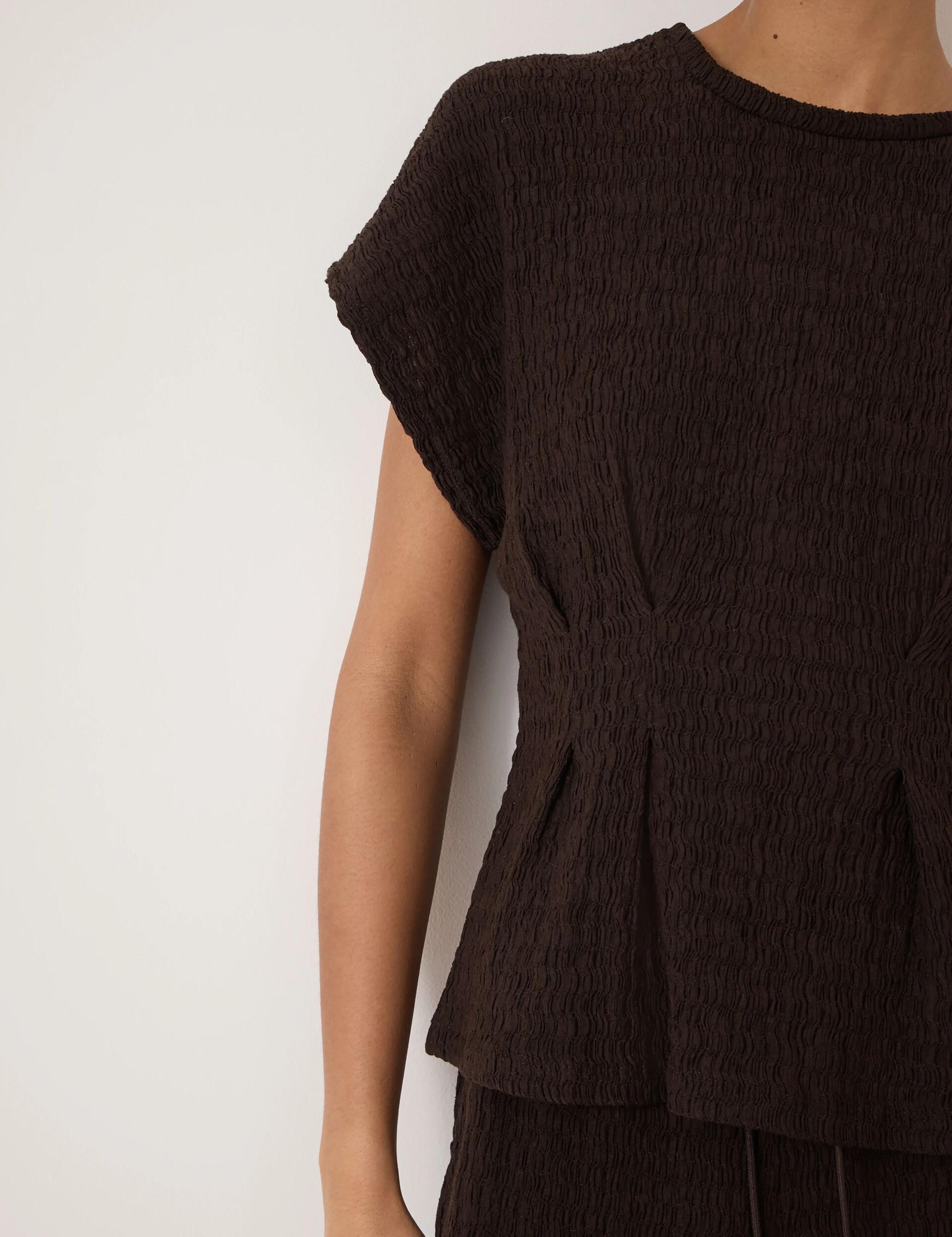 Cotton Rich Textured Shirred Crew Neck Top 5 of 5