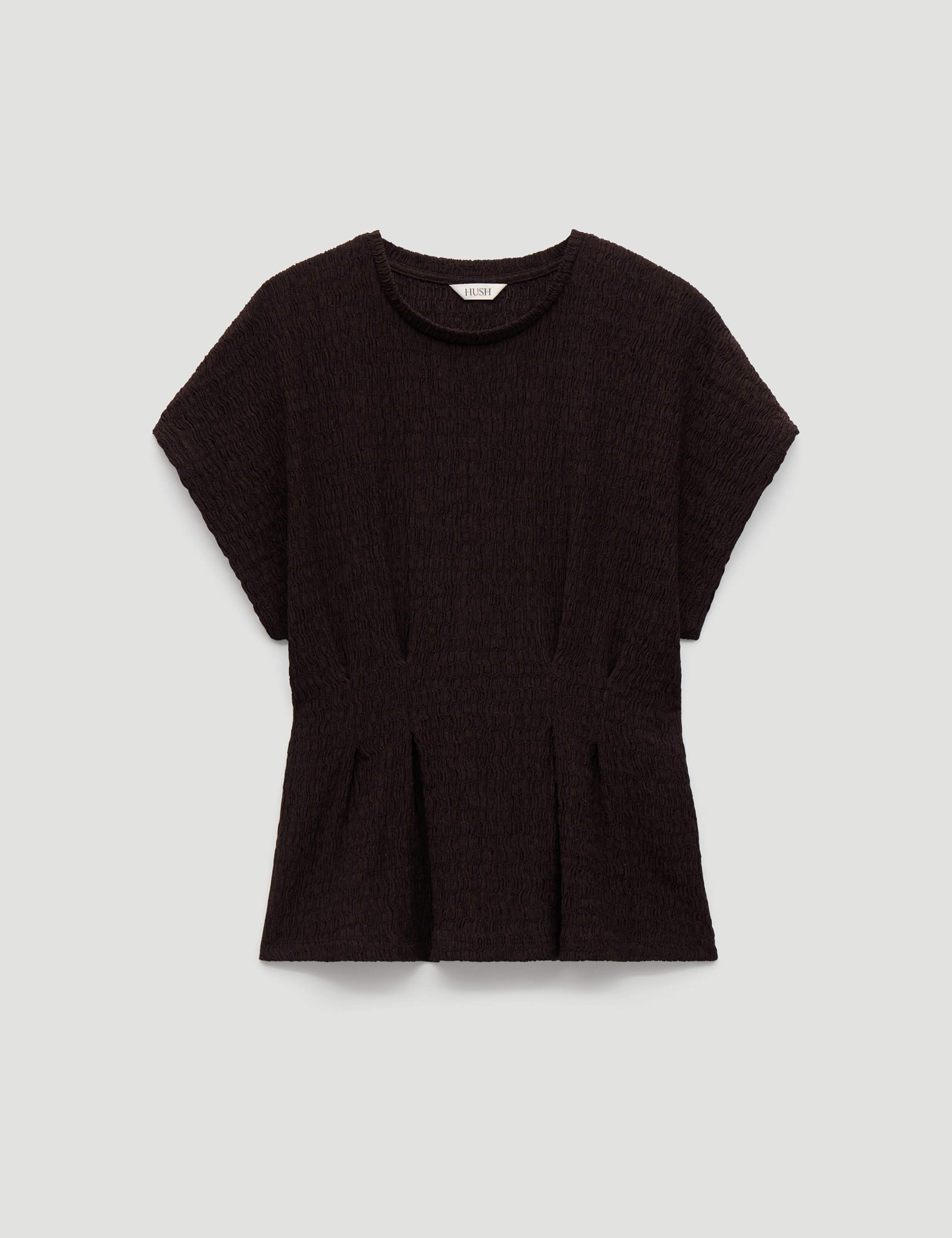 Cotton Rich Textured Shirred Crew Neck Top 2 of 5