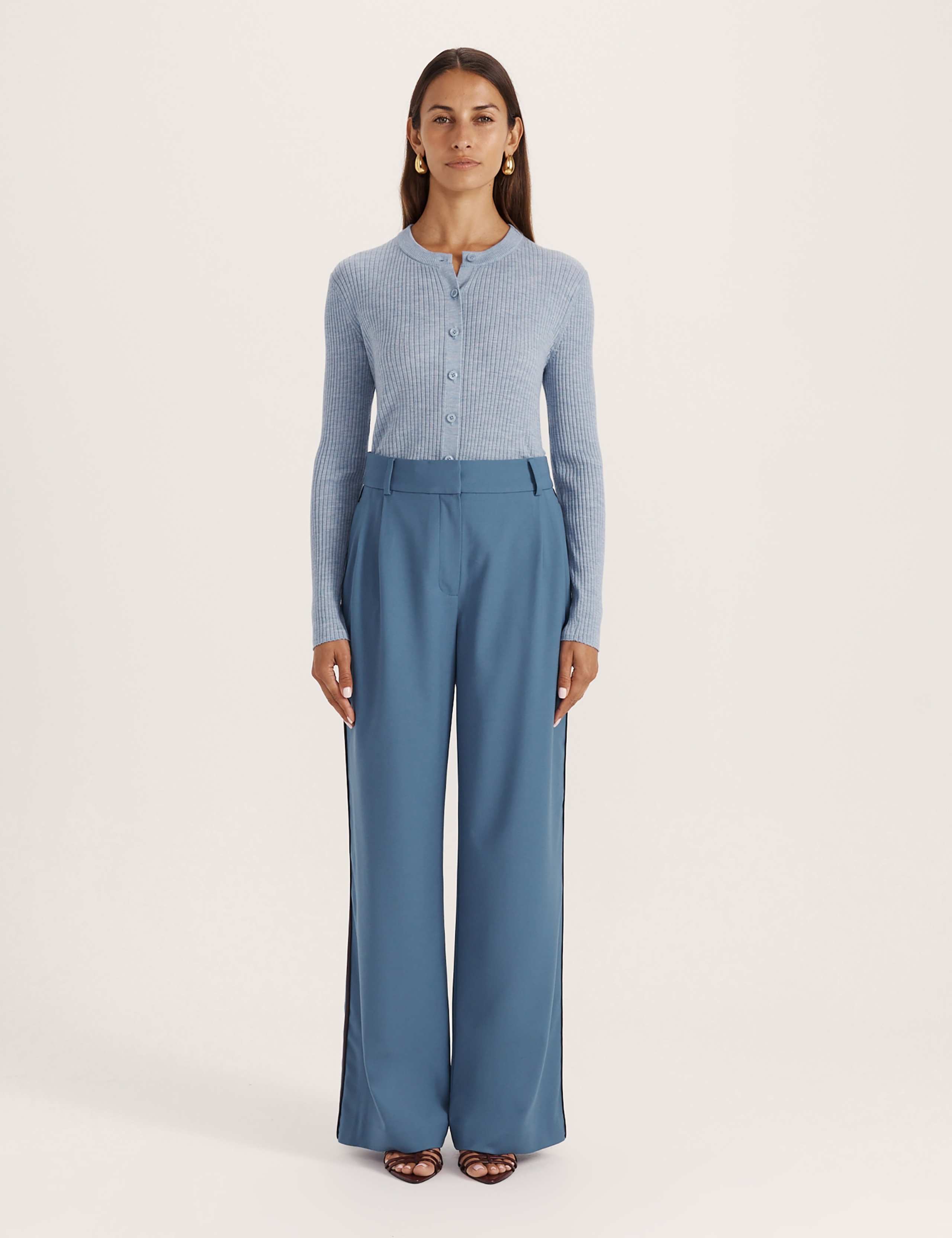 Wool Rich Pleated Straight Leg Suit Trousers 2 of 8