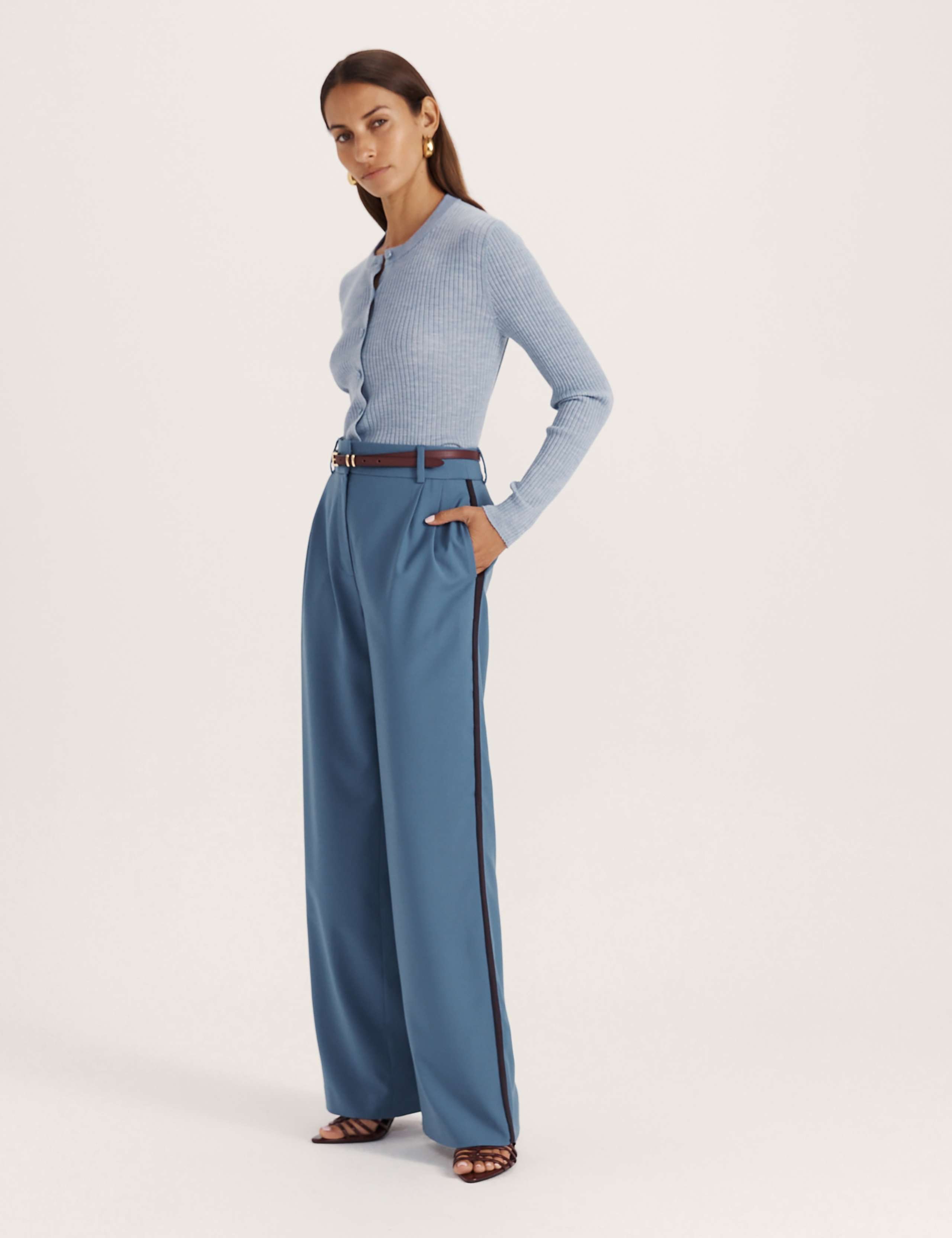 Wool Rich Pleated Straight Leg Suit Trousers 4 of 8