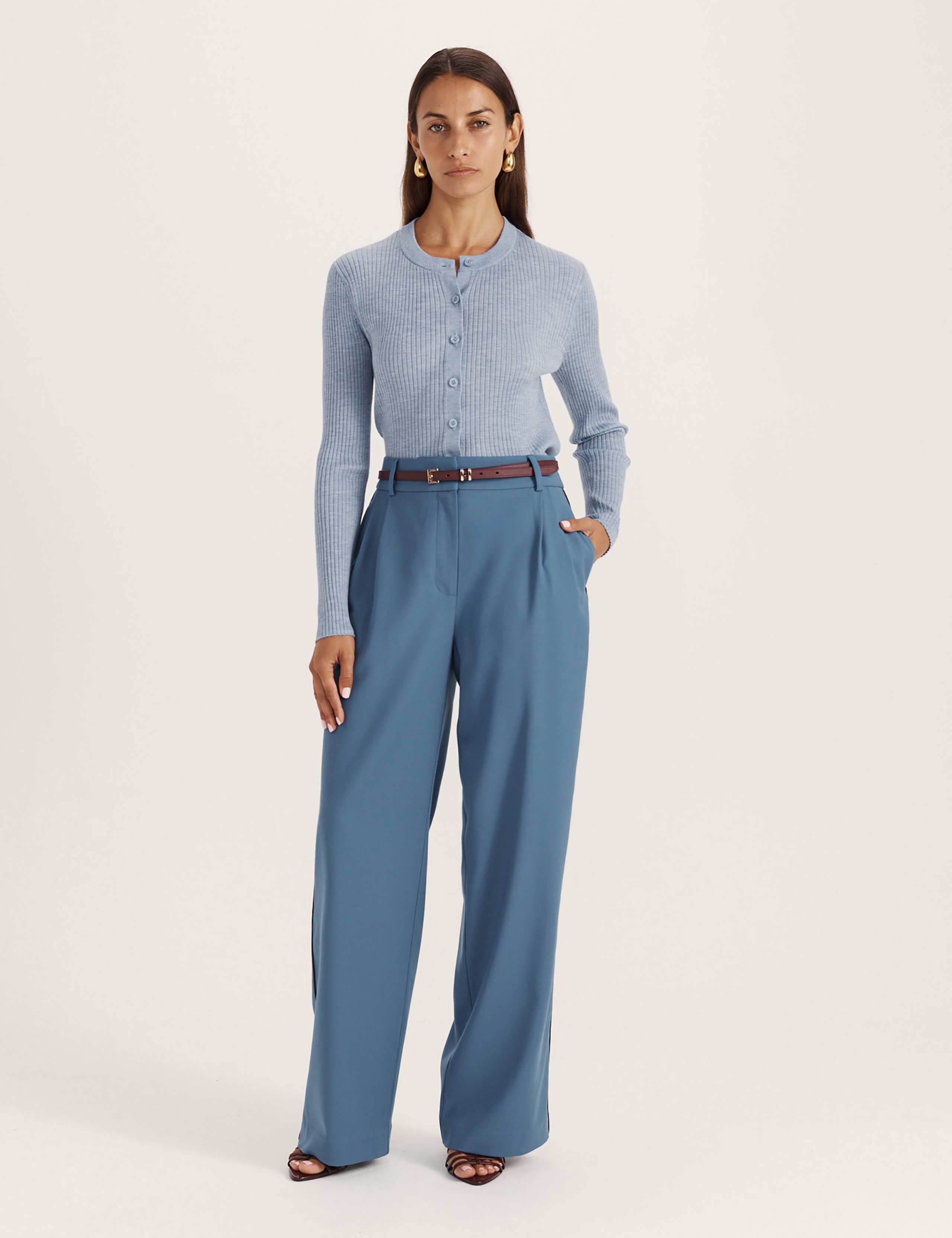 Wool Rich Pleated Straight Leg Suit Trousers 7 of 8