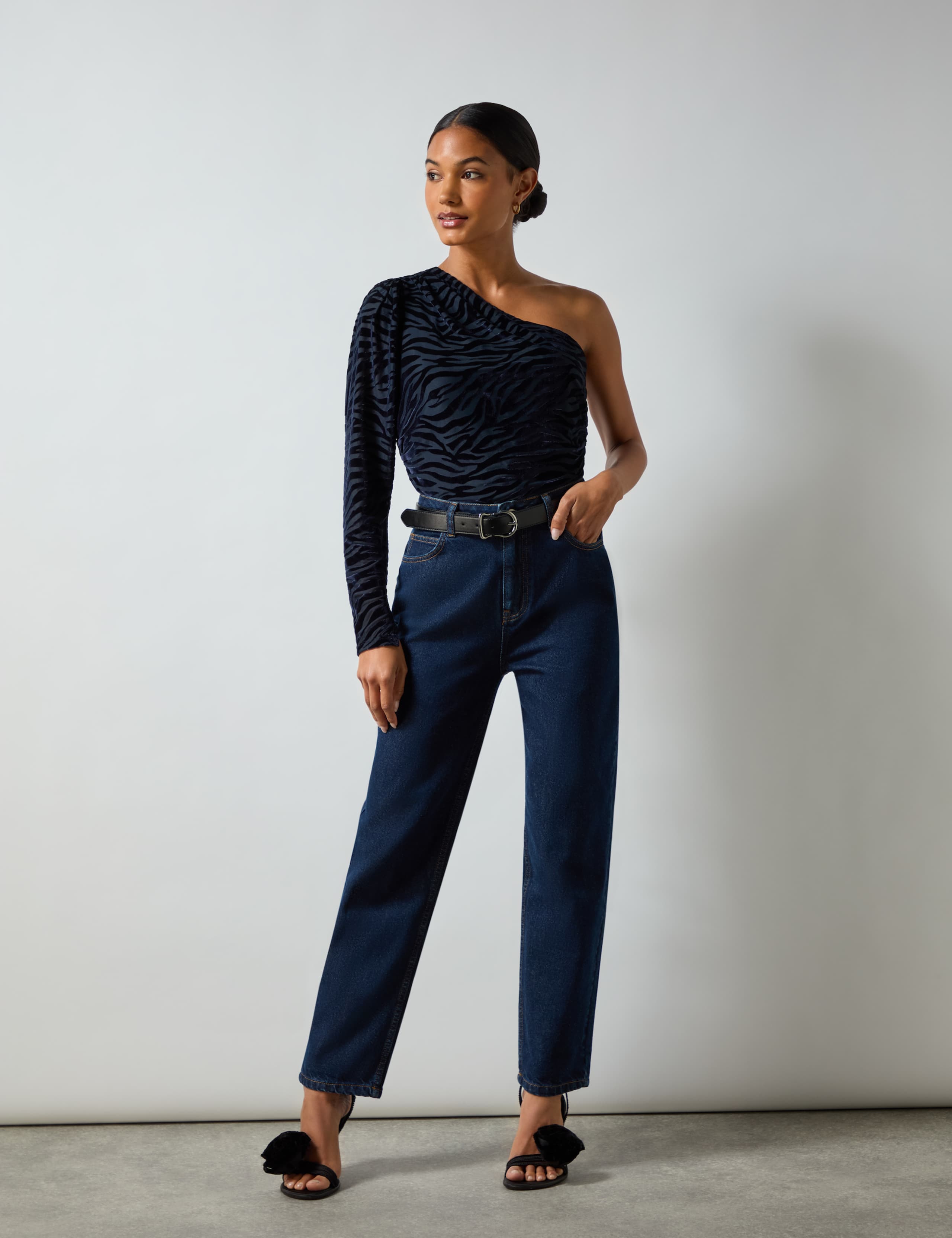 Zebra Print One Shoulder Top 2 of 4