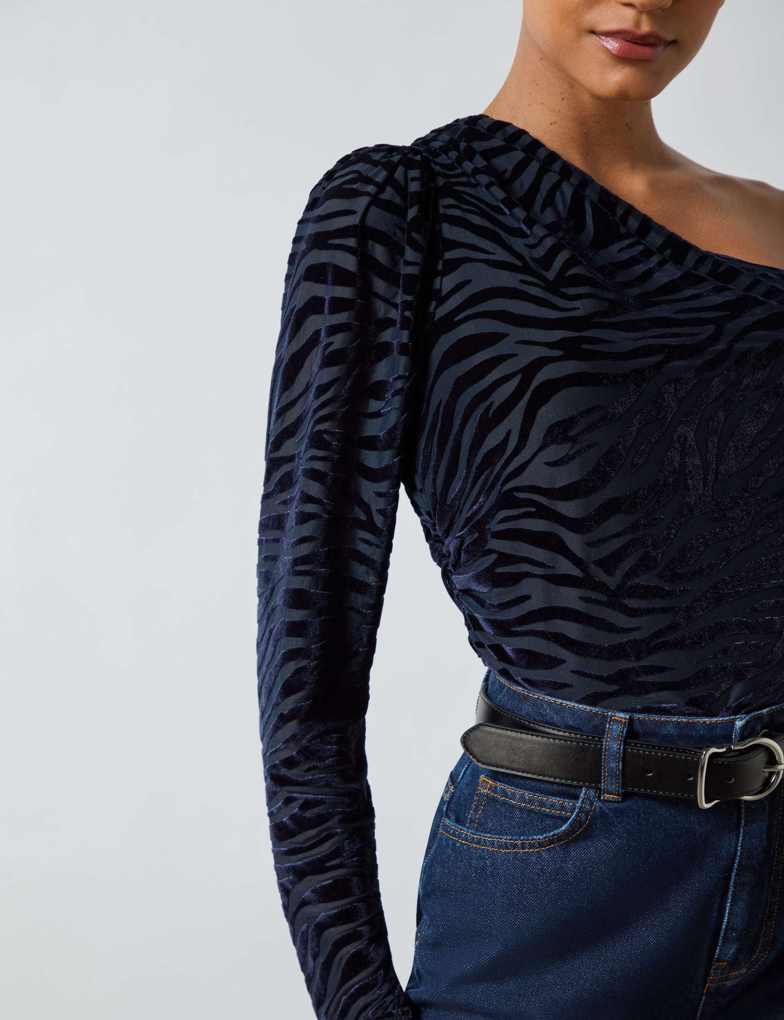 Zebra Print One Shoulder Top 4 of 4