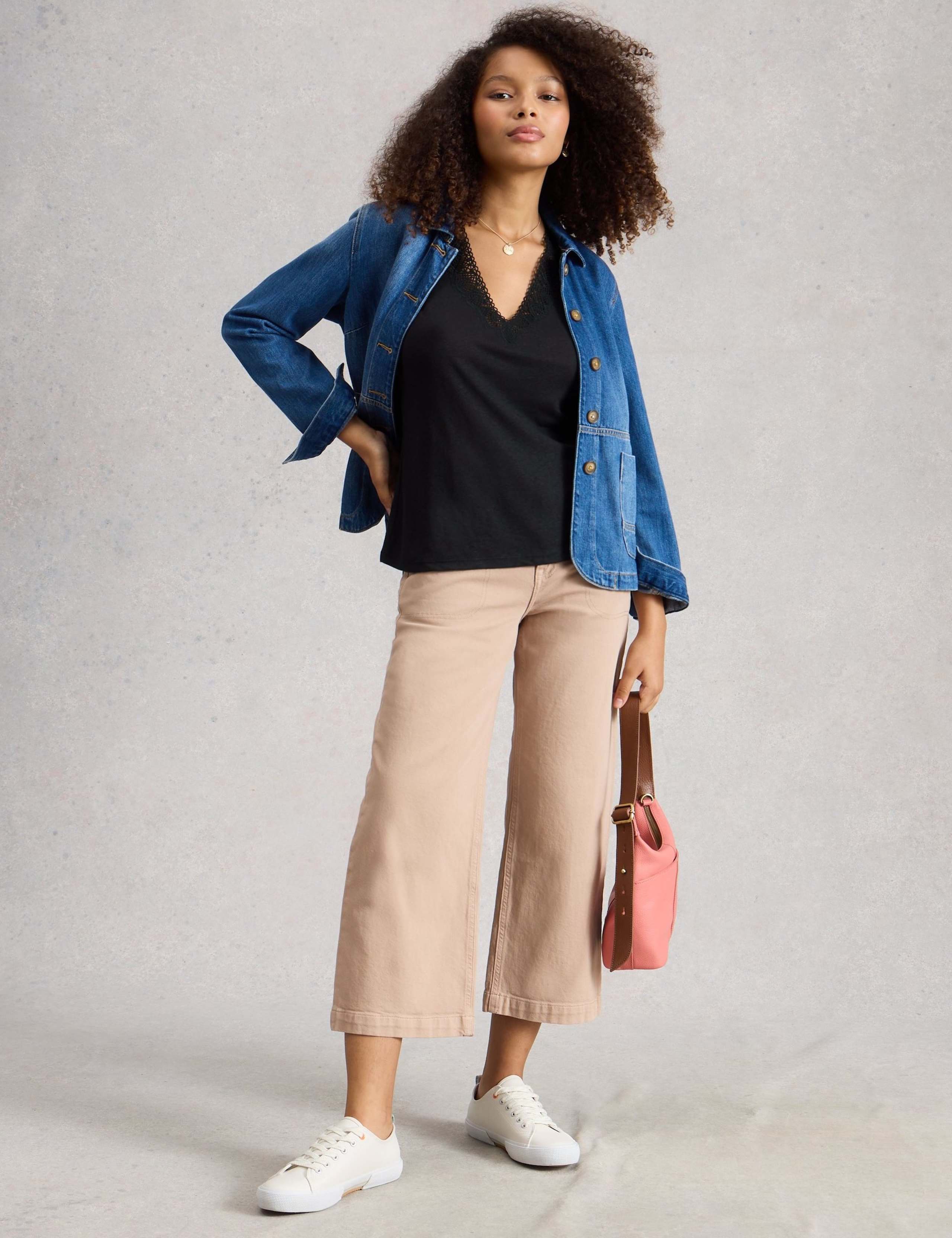 Linen Blend Lace Trim V-Neck Vest Top 4 of 6