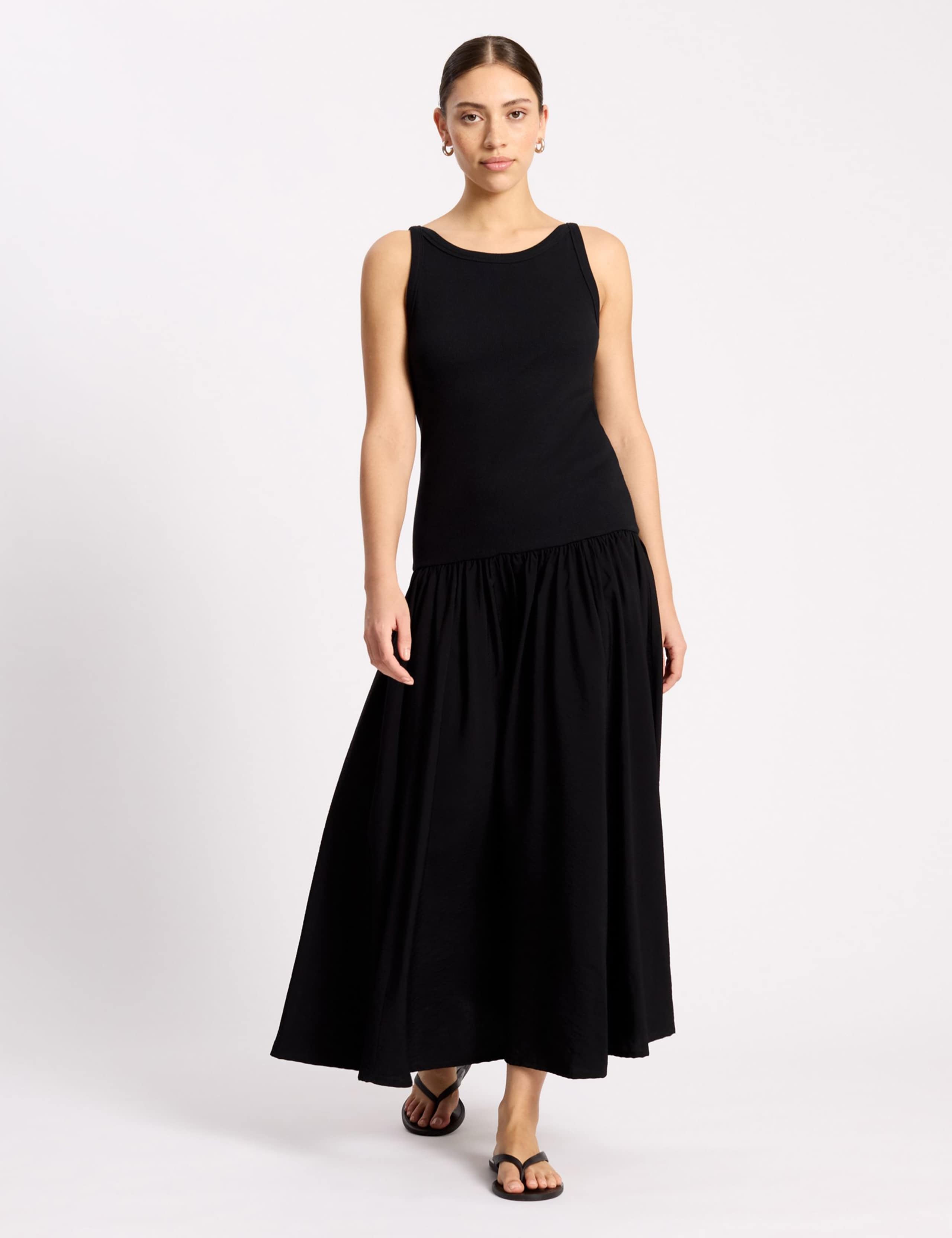 Cotton Rich High Neck Midaxi Vest Dress 1 of 4