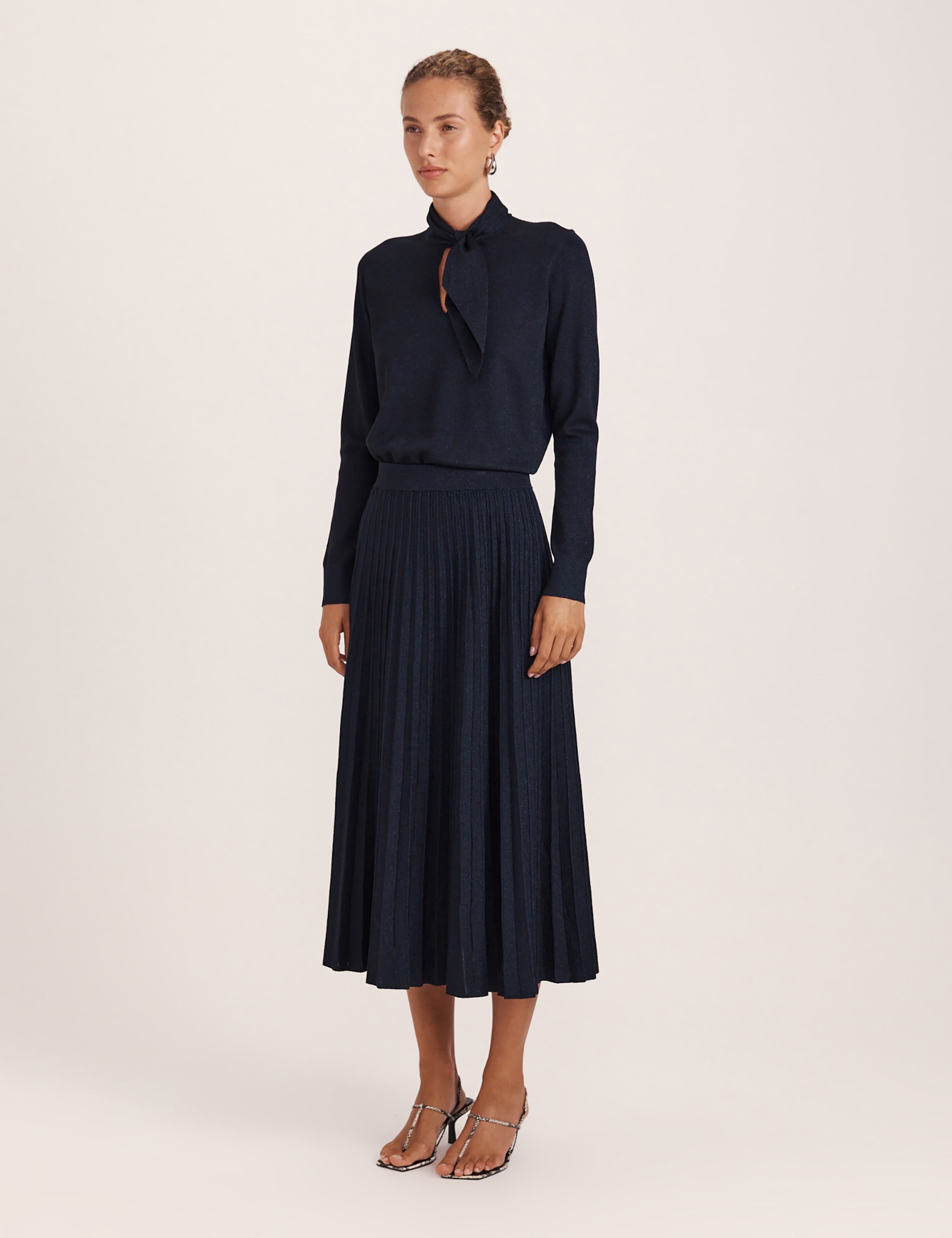 Sparkly Knitted Pleated Midi Skirt 5 of 8