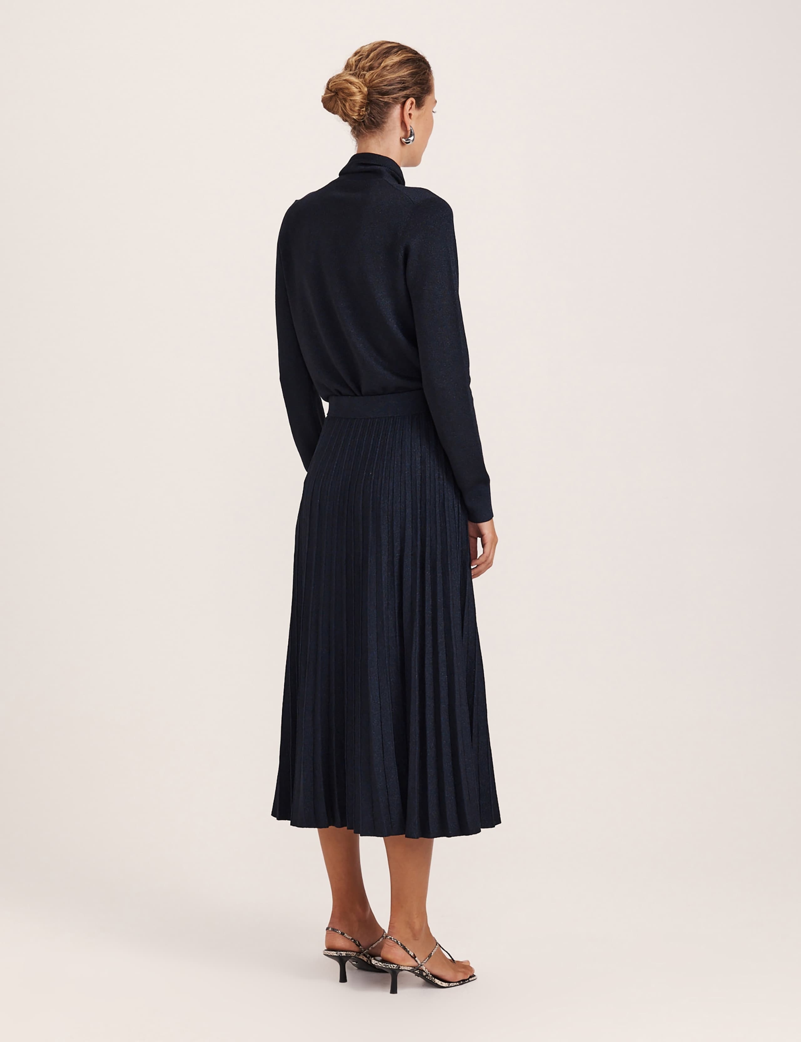 Sparkly Knitted Pleated Midi Skirt 6 of 8