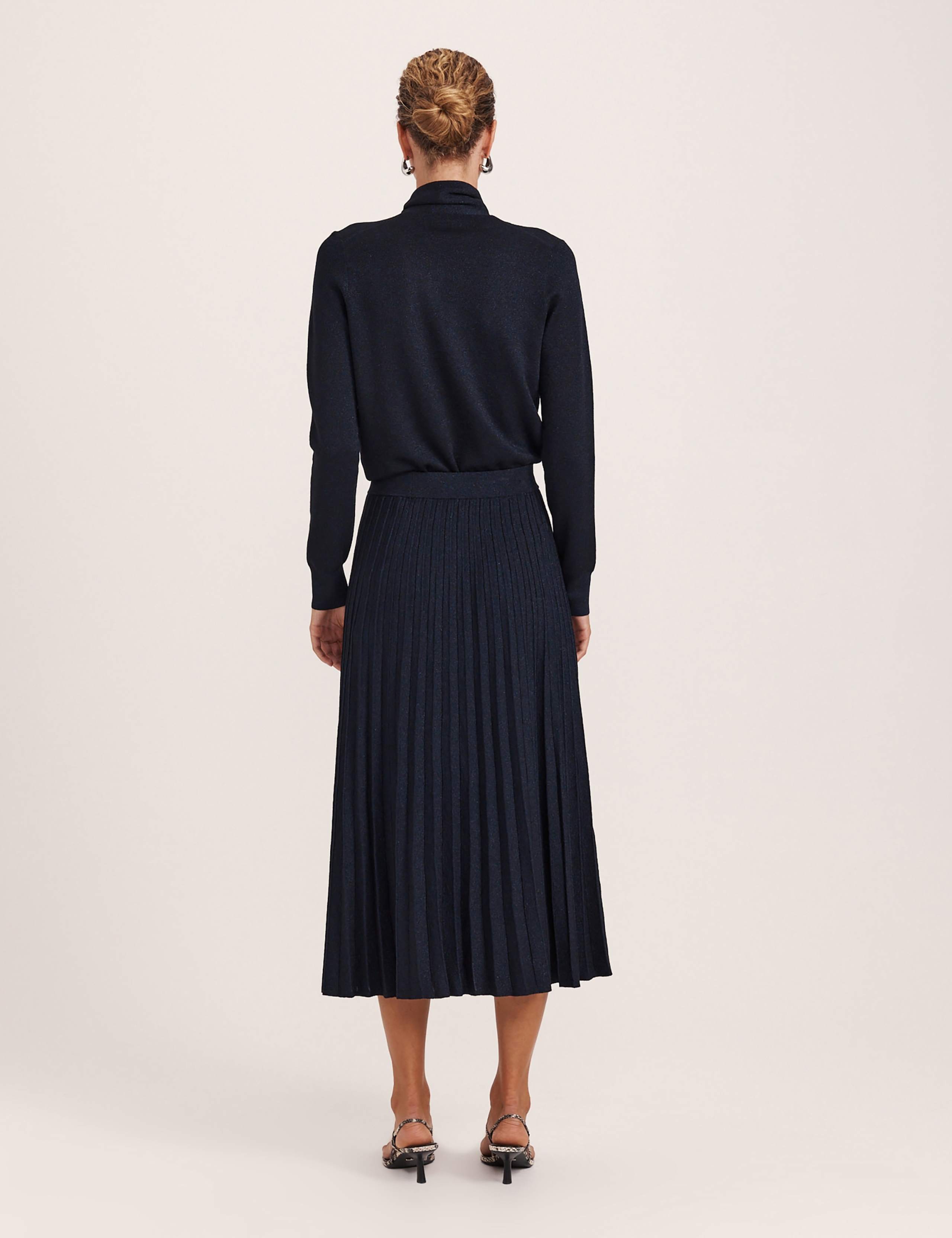 Sparkly Knitted Pleated Midi Skirt 7 of 8