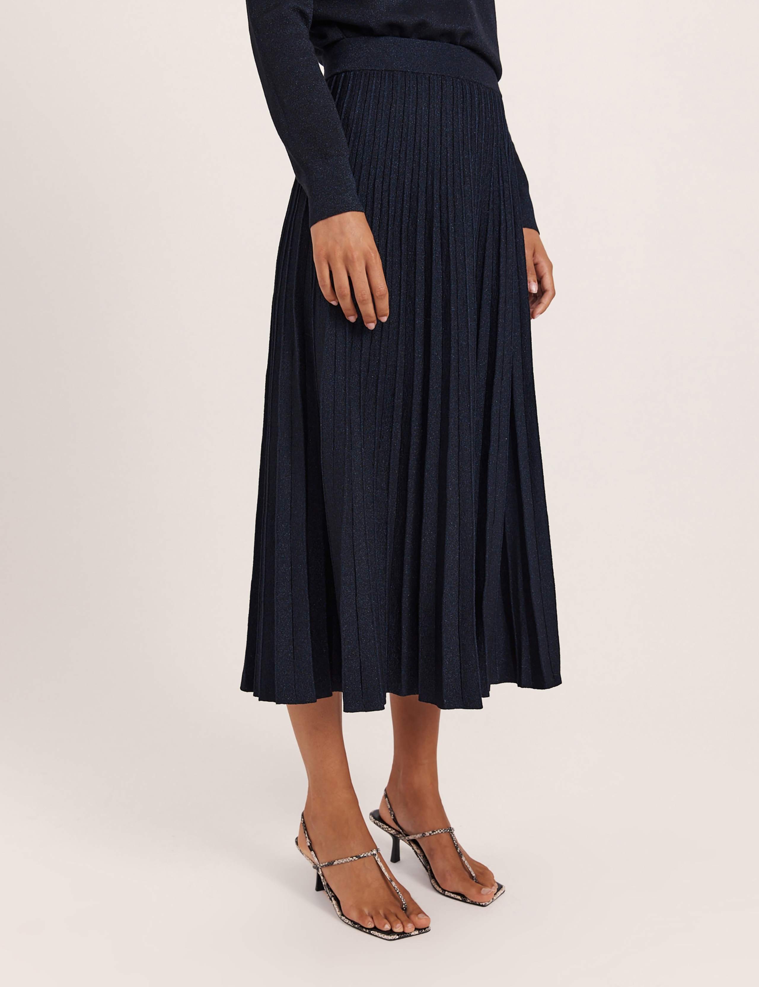Sparkly Knitted Pleated Midi Skirt 8 of 8