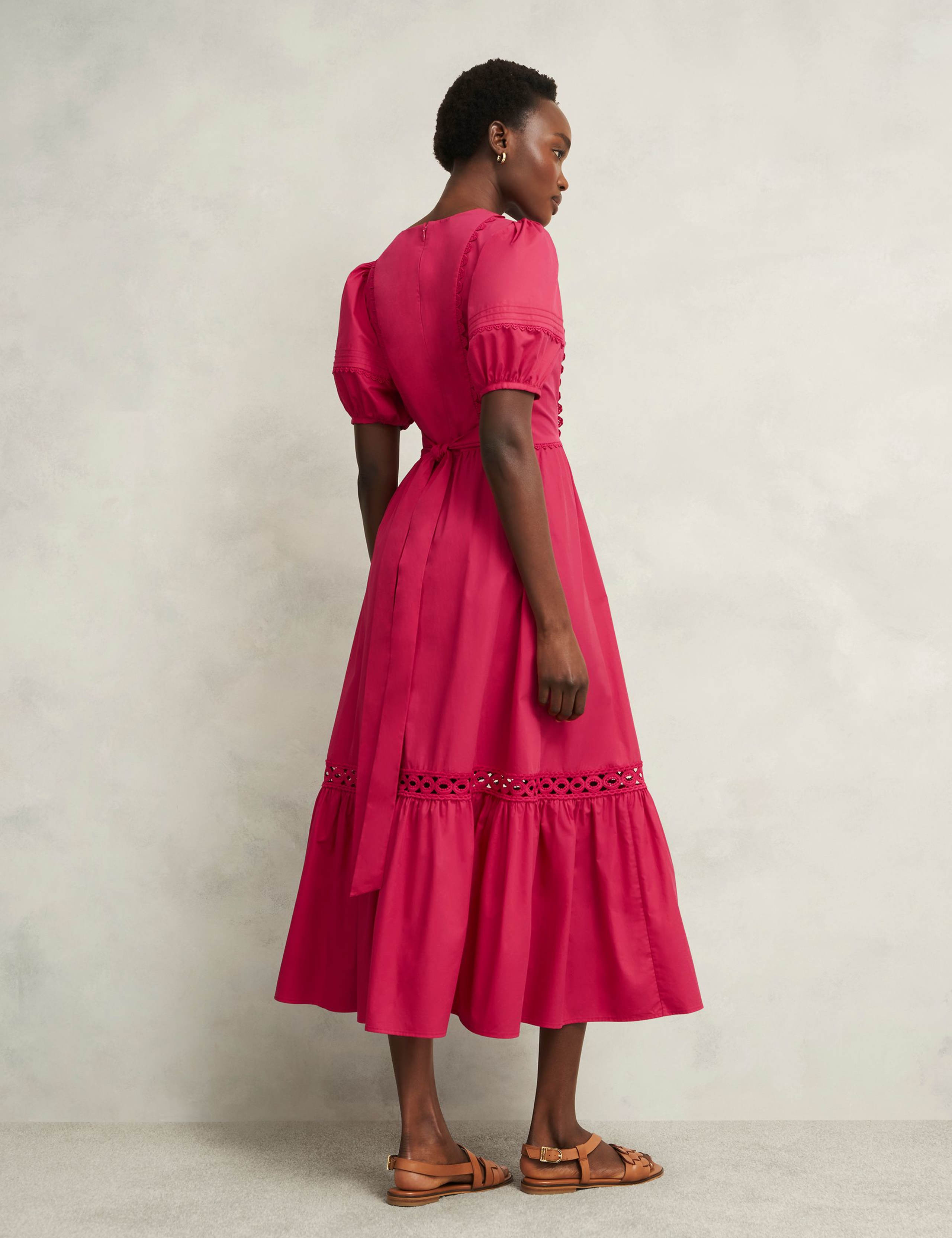 Pure Cotton Embroidered V-Neck Skater Dress 4 of 7