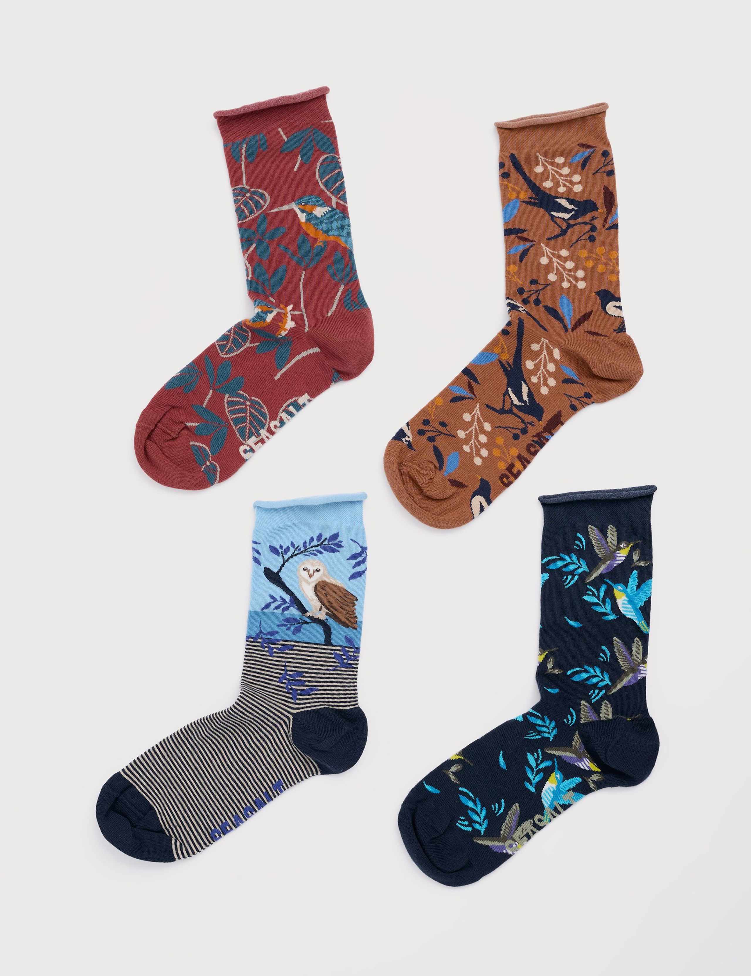4pk Cotton Rich Patterned Ankle High Socks 2 of 3