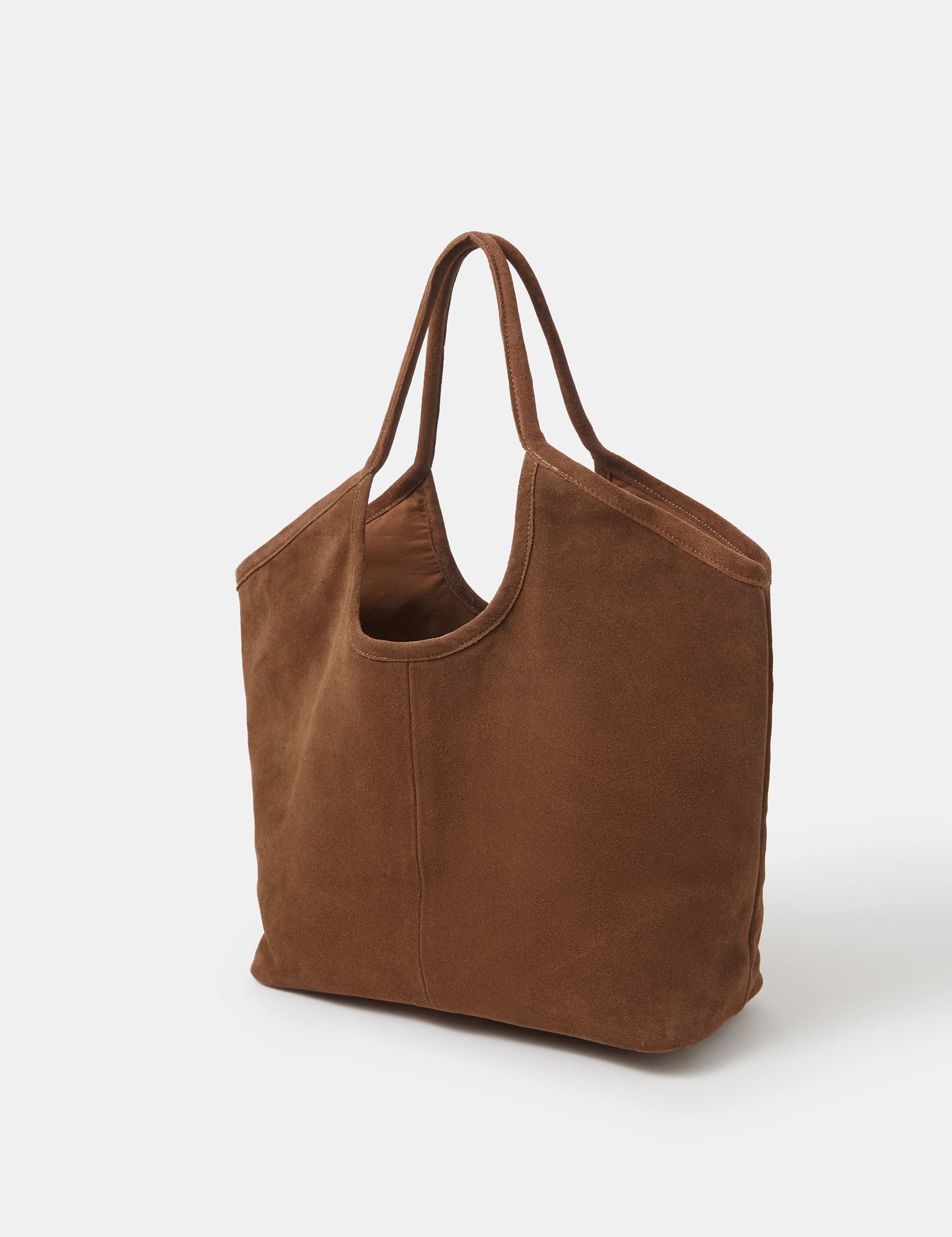 Suede Studded Embroidered Tote Bag 3 of 3