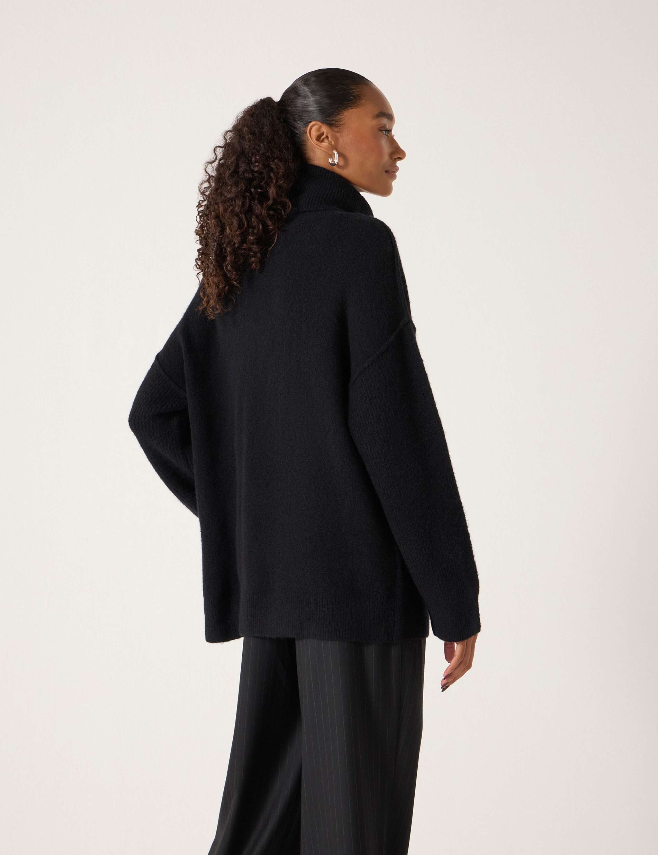 Wool Blend Textured Roll Neck Longline Jumper 3 of 4