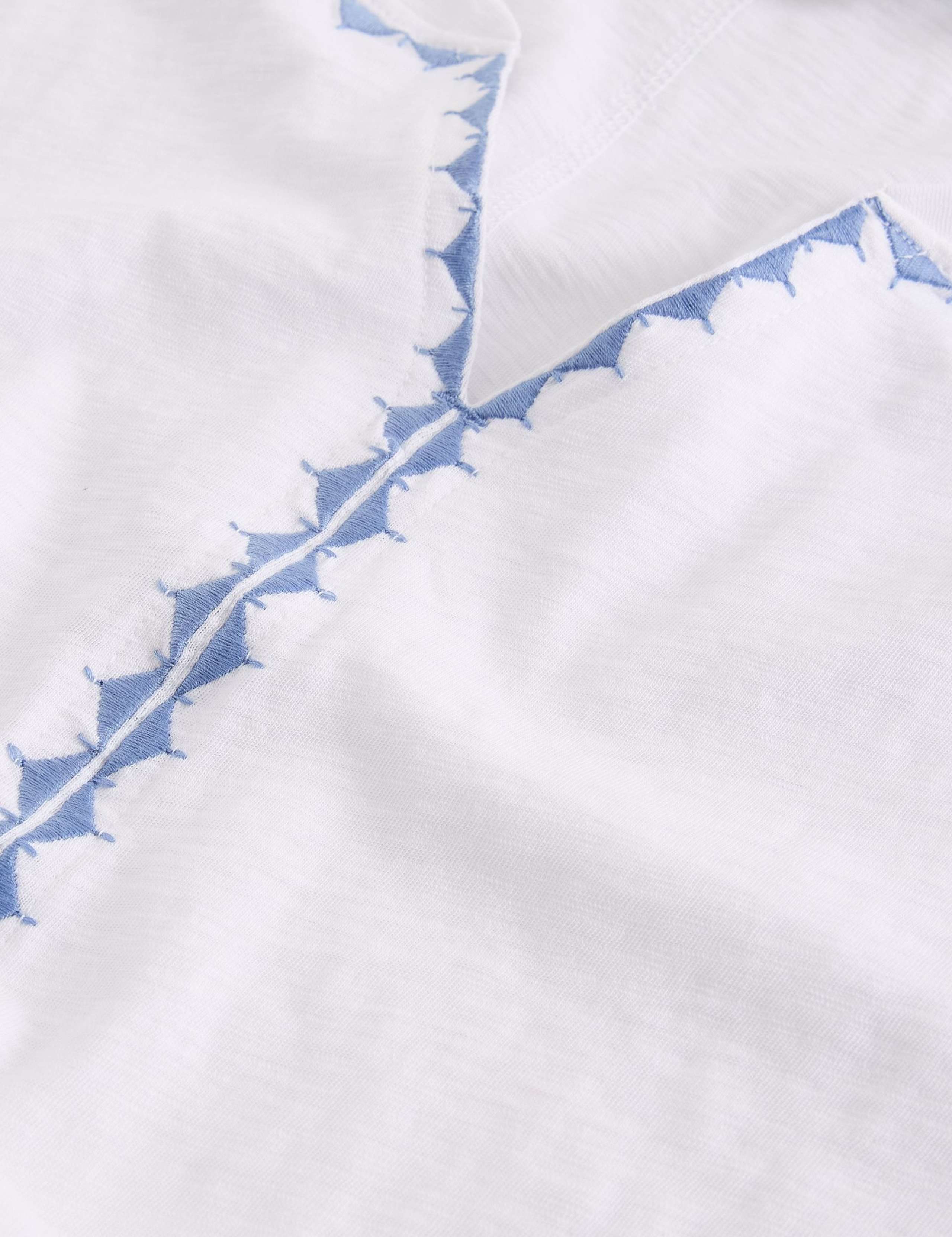 Nelly Plain Pure Cotton Embroidered Notch Neck Tee 5 of 6