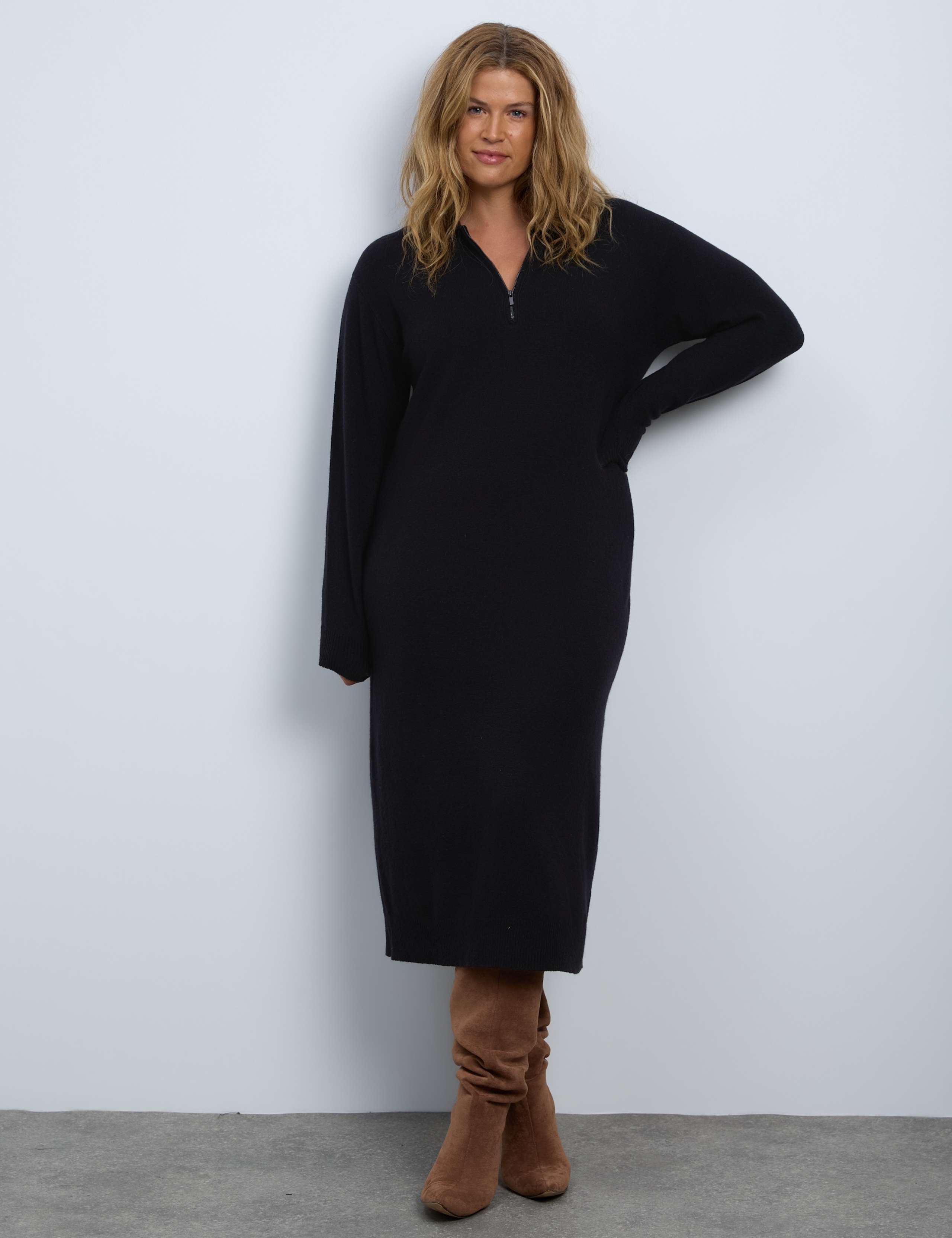 Cotton Rich Zip Up Midaxi Sweater Dress 2 of 5