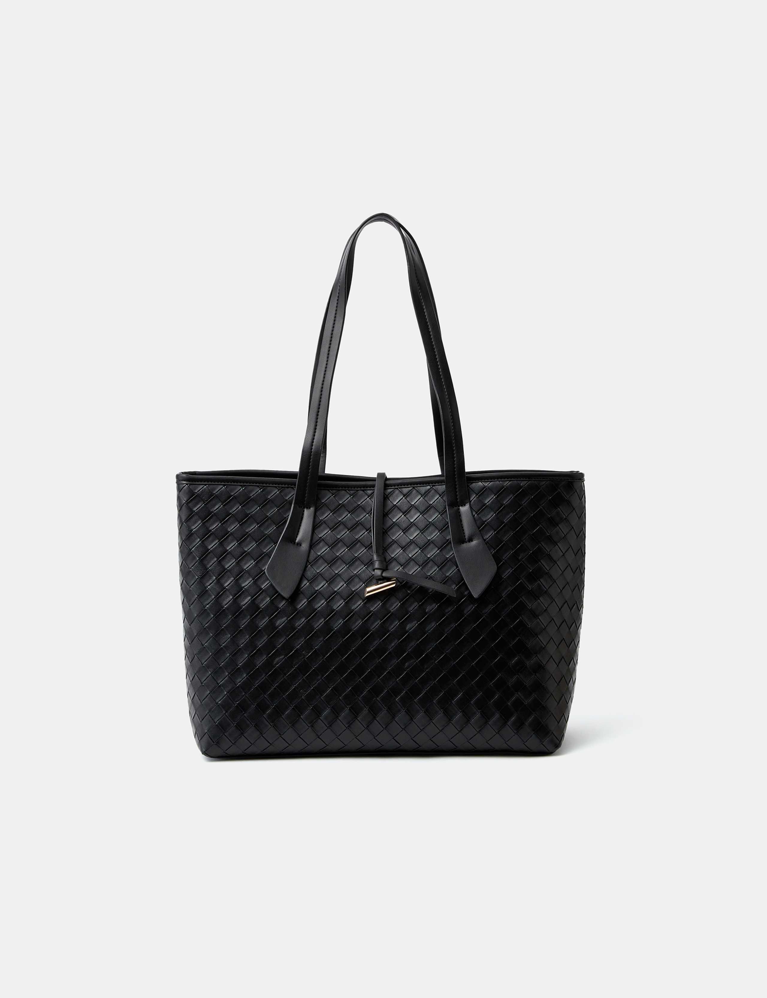Woven Faux Leather Tote Bag 2 of 5