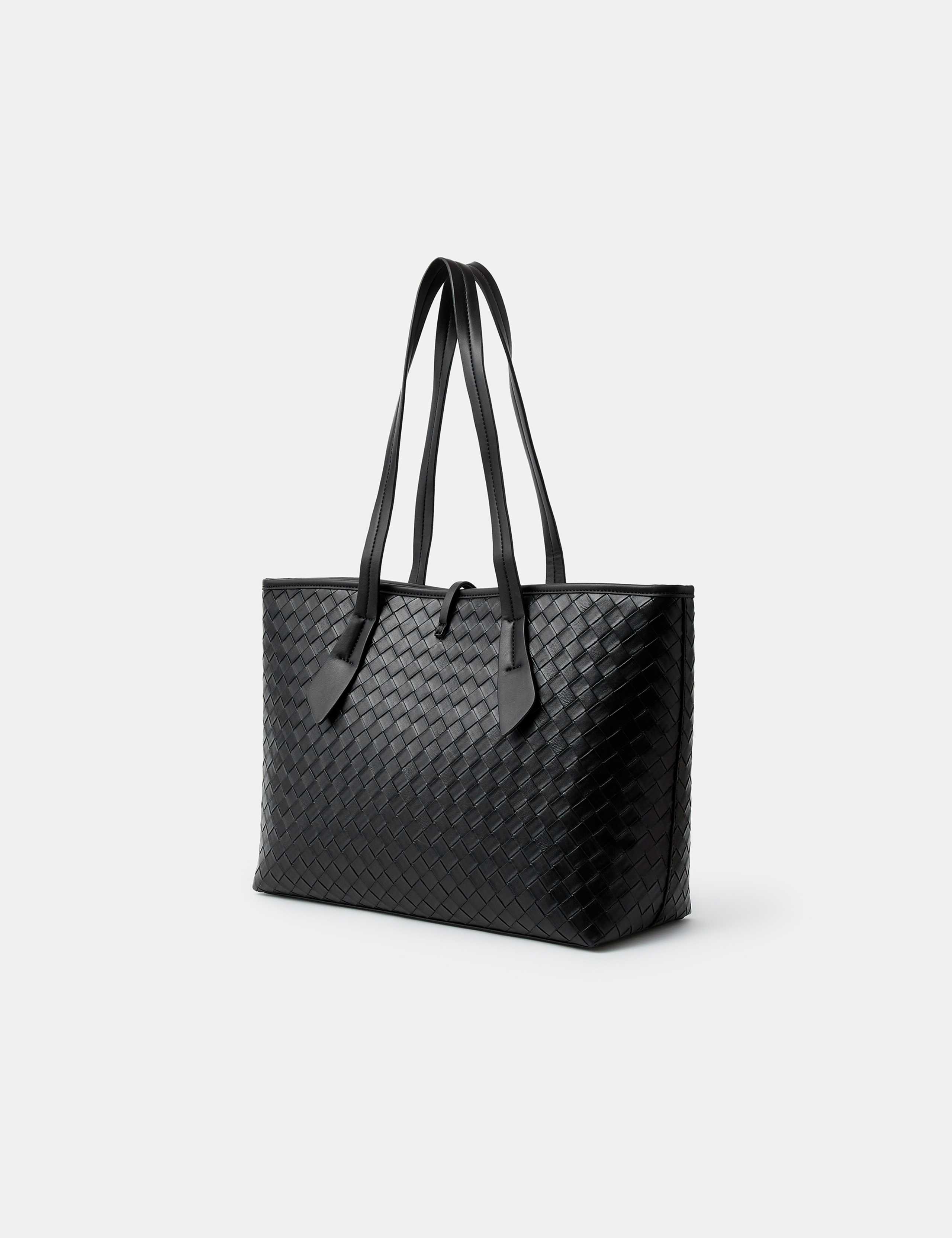 Woven Faux Leather Tote Bag 3 of 5
