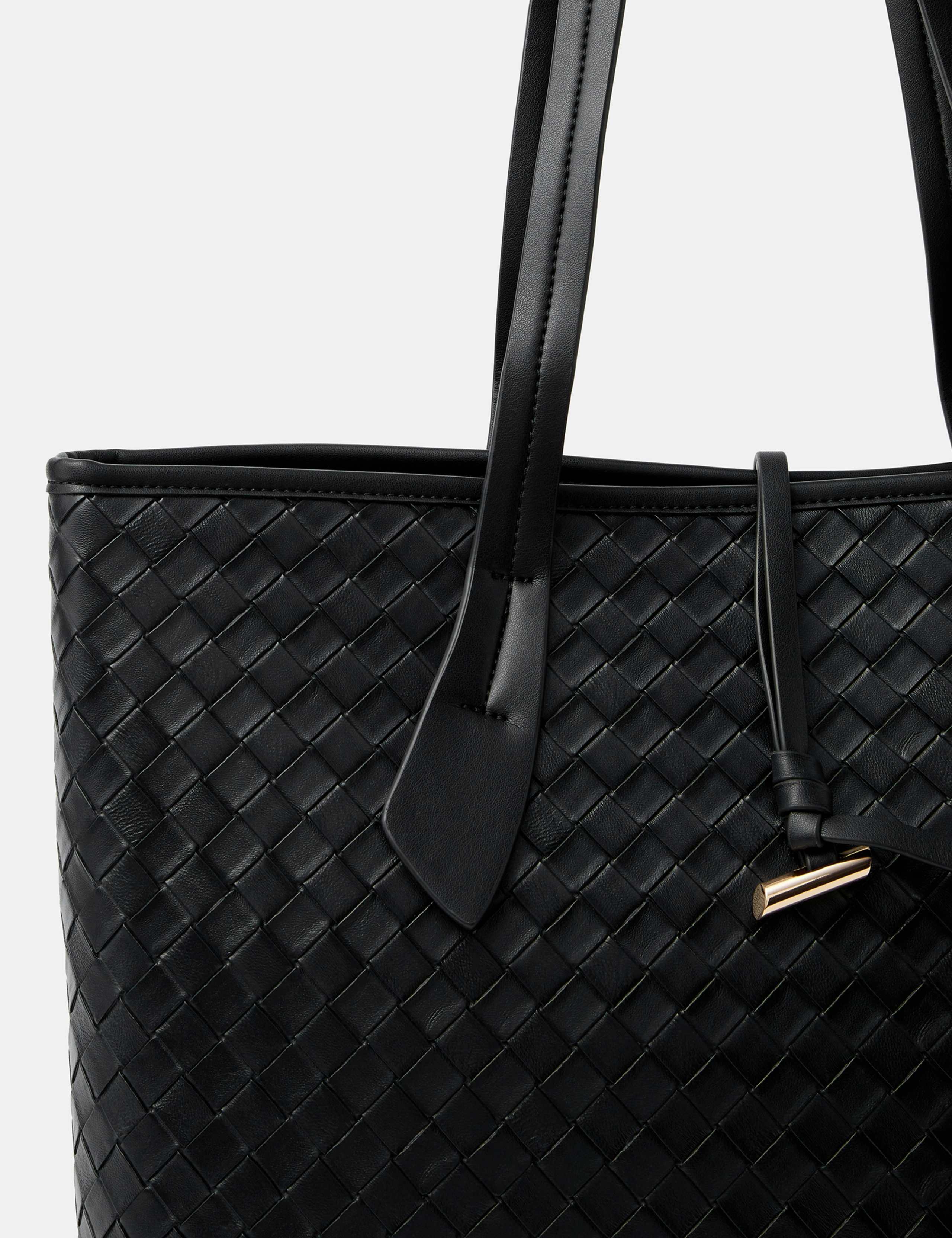 Woven Faux Leather Tote Bag 4 of 5