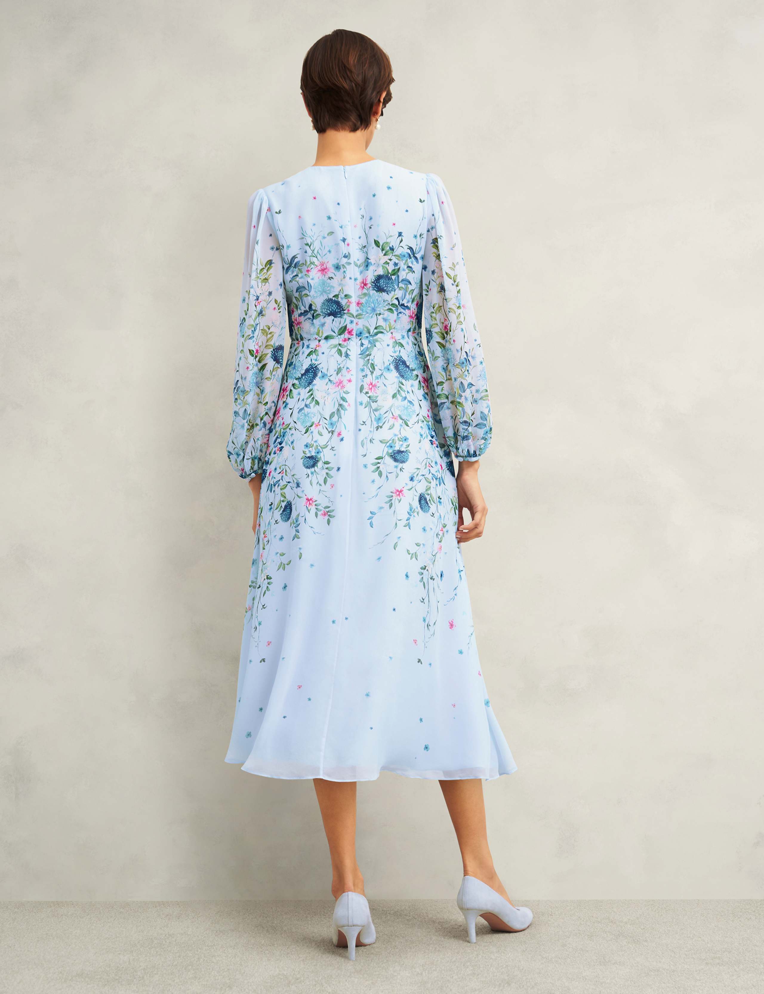 Pure Silk Floral V-Neck Midi Skater Dress 6 of 6