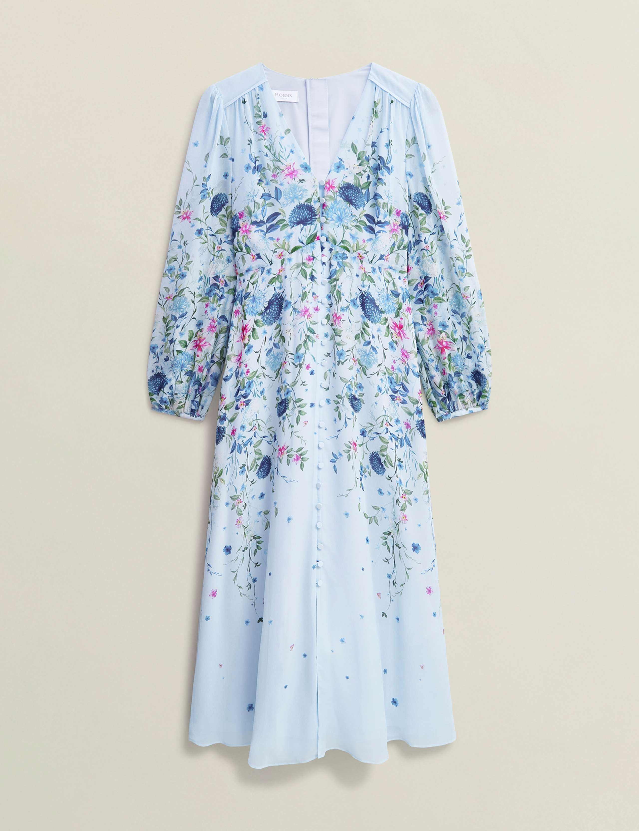 Pure Silk Floral V-Neck Midi Skater Dress 2 of 6