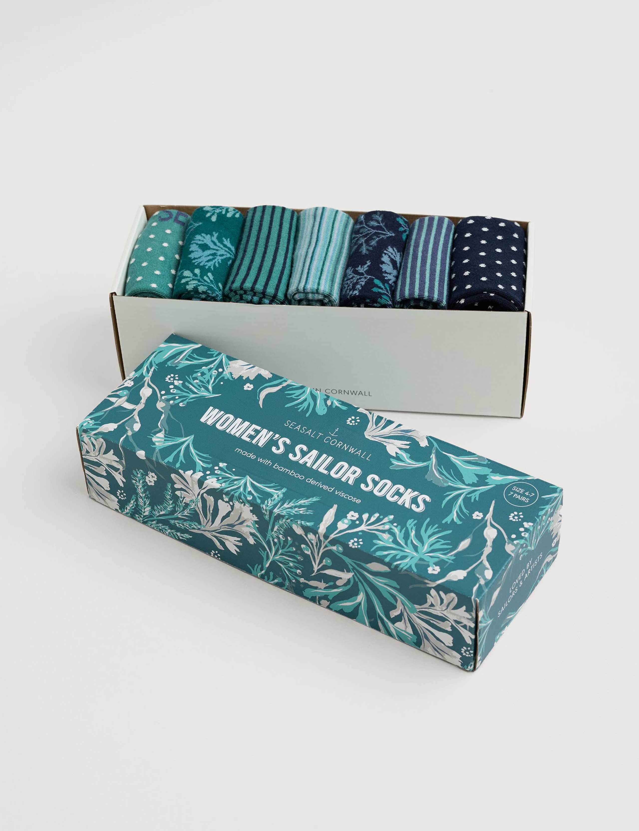 7pk Assorted Ankle High Socks in Gift Box 1 of 3