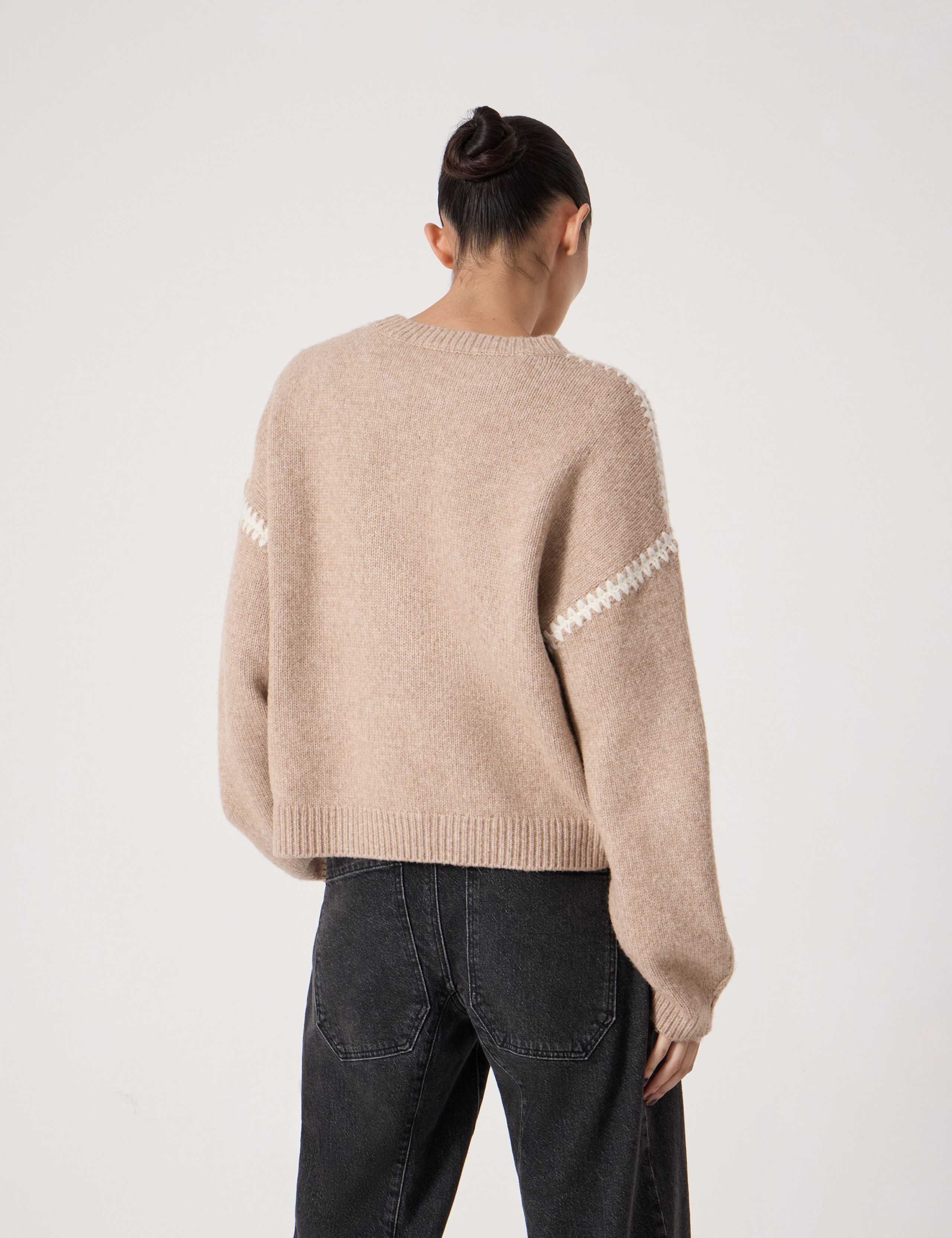 Textured Crew Neck Oversized Jumper with Wool 4 of 6