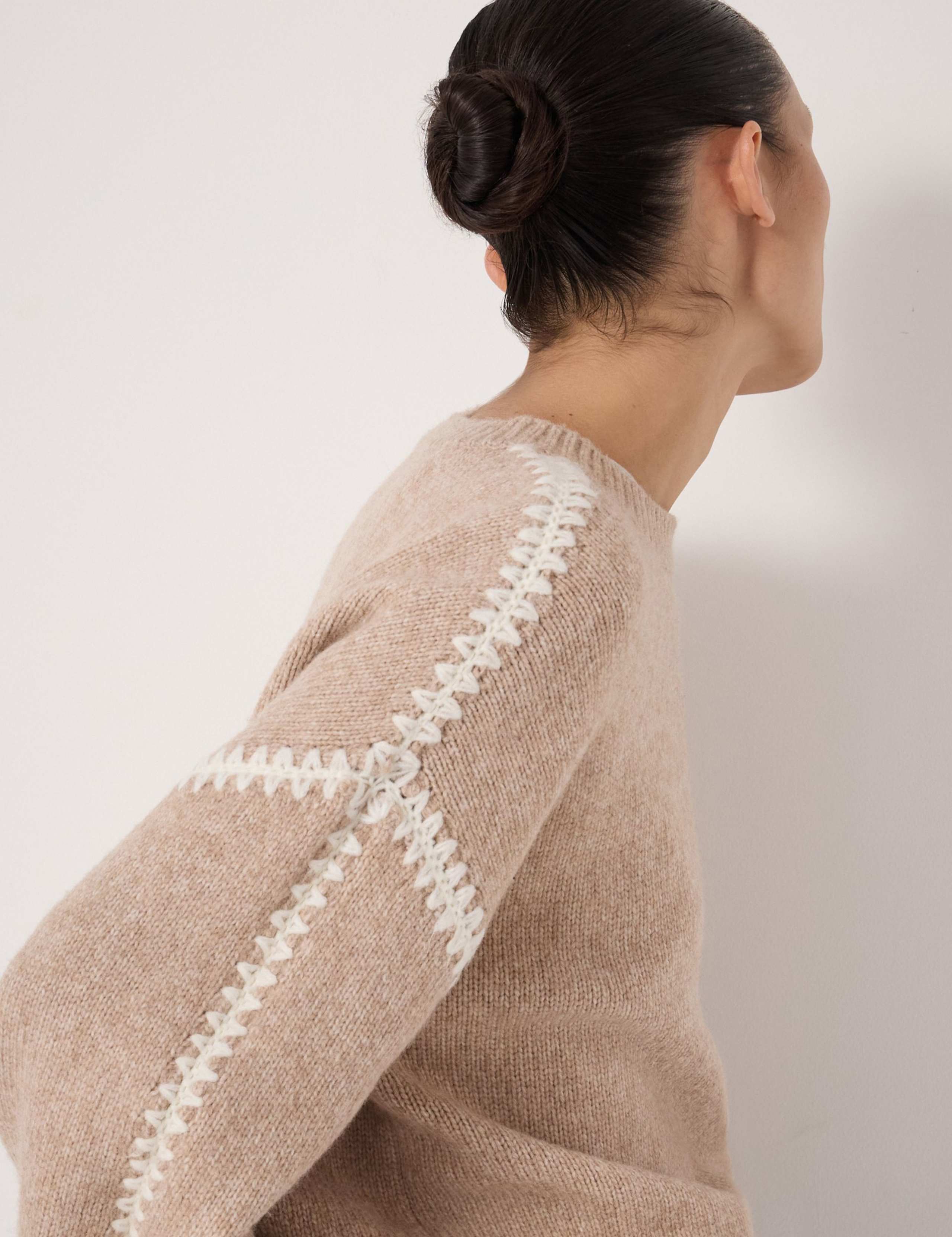 Textured Crew Neck Oversized Jumper with Wool 5 of 6