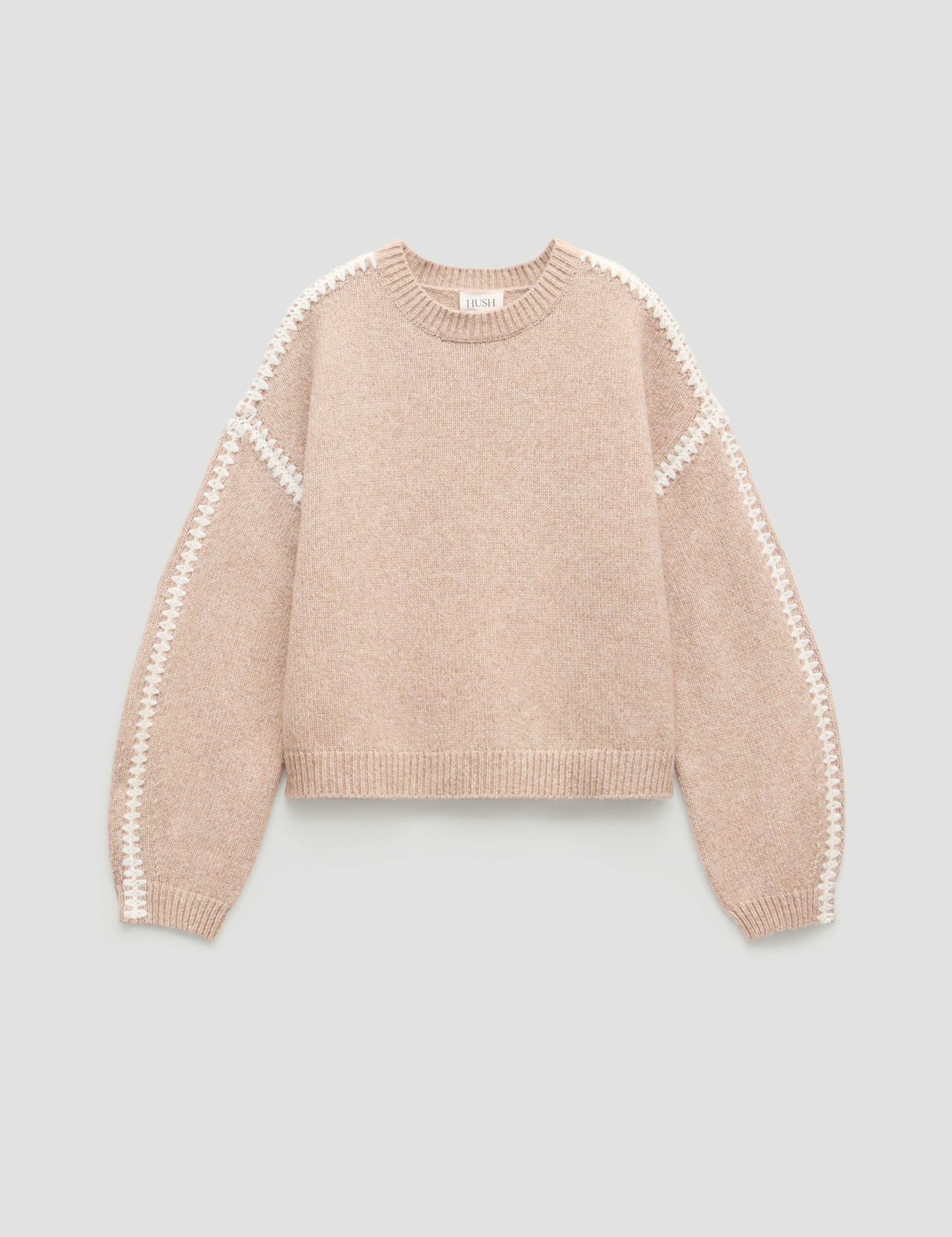 Textured Crew Neck Oversized Jumper with Wool 2 of 6