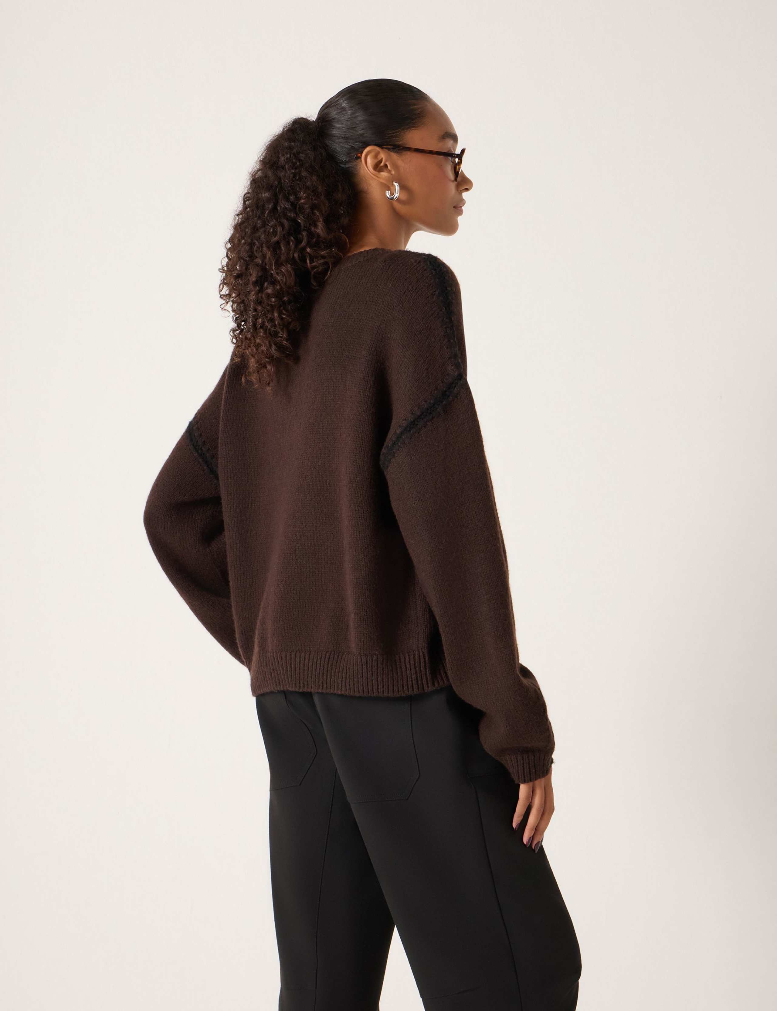 Textured Crew Neck Oversized Jumper with Wool 4 of 4